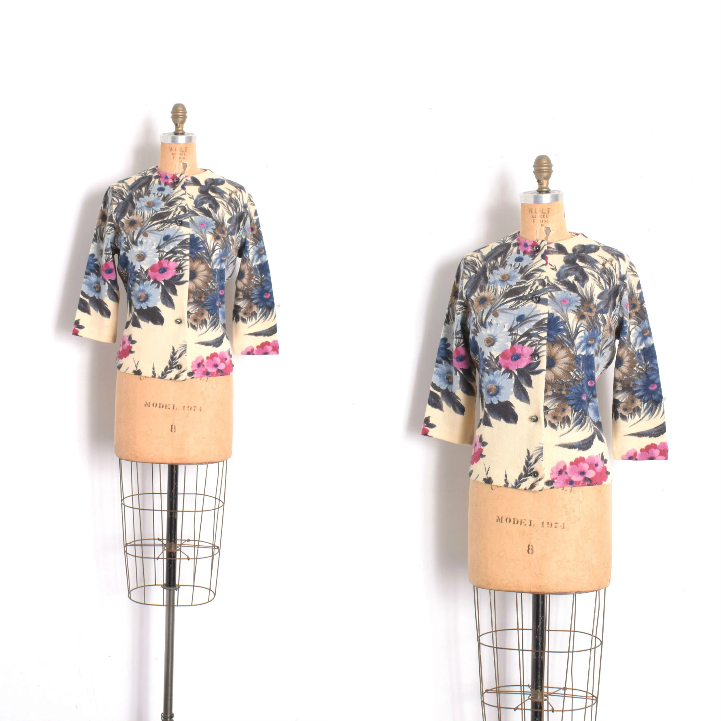 1960s Floral Wool Cardigan-medium