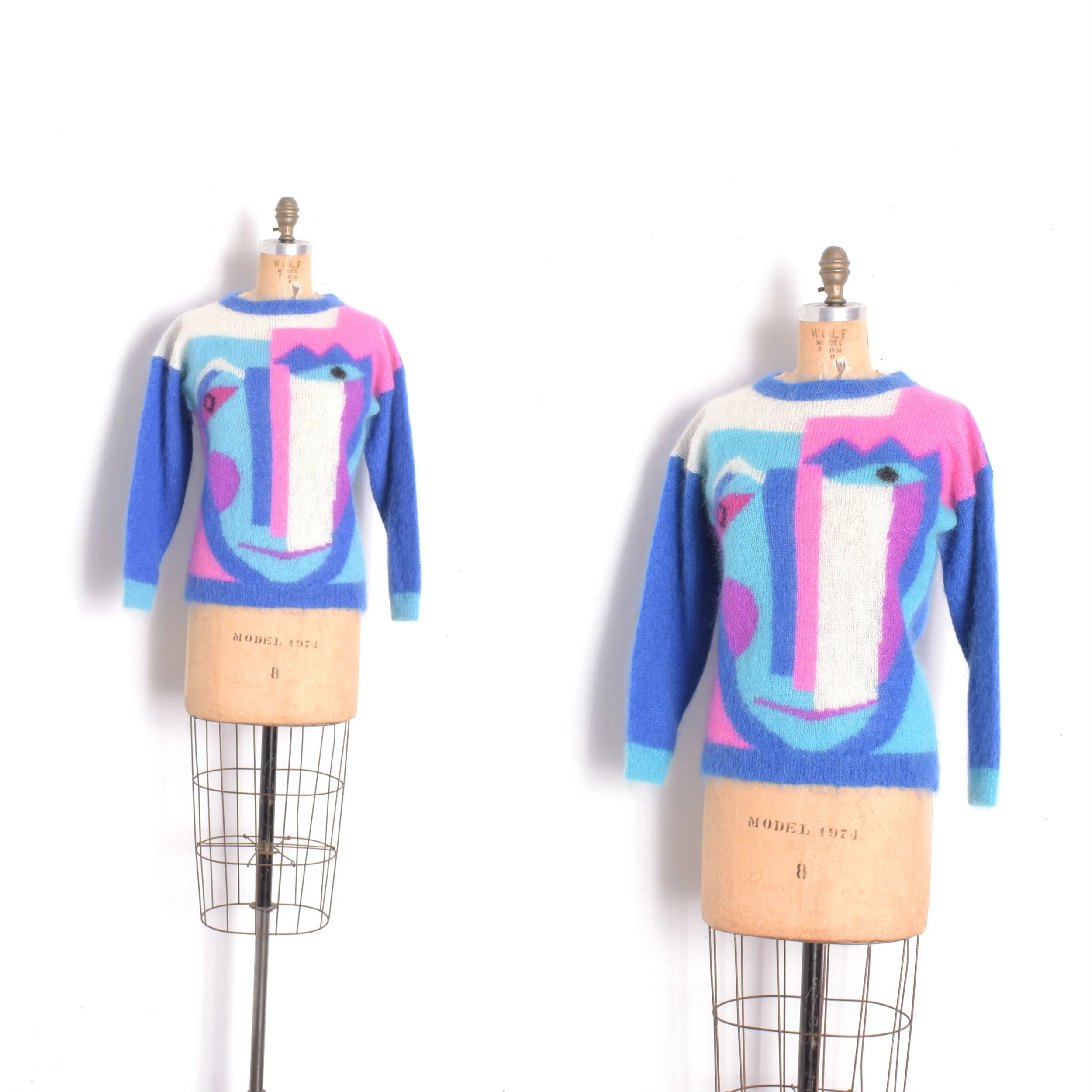 1980s Picasso Face Mohair Sweater-XS/S