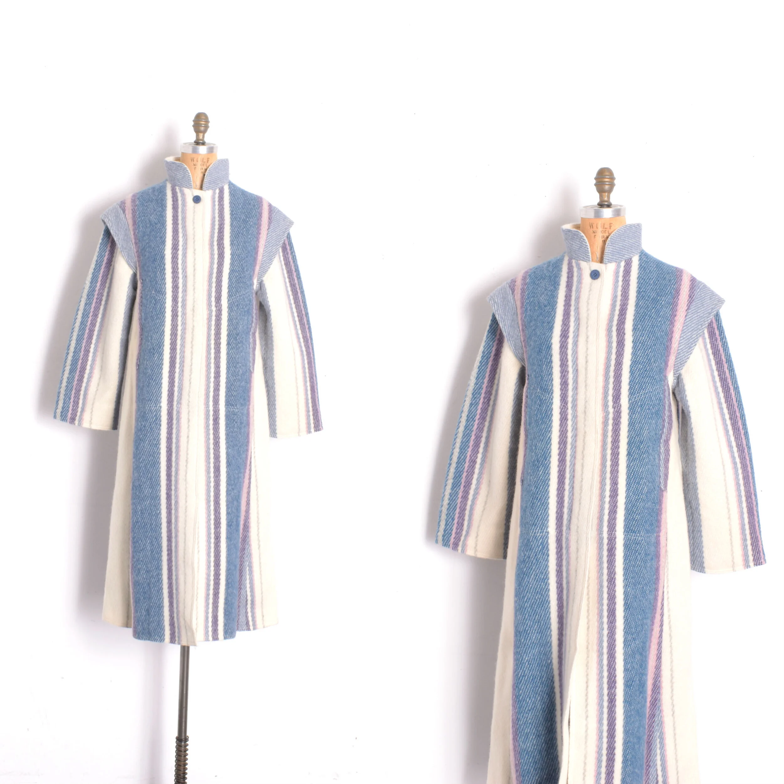 1980s Striped Blanket Coat-S/M