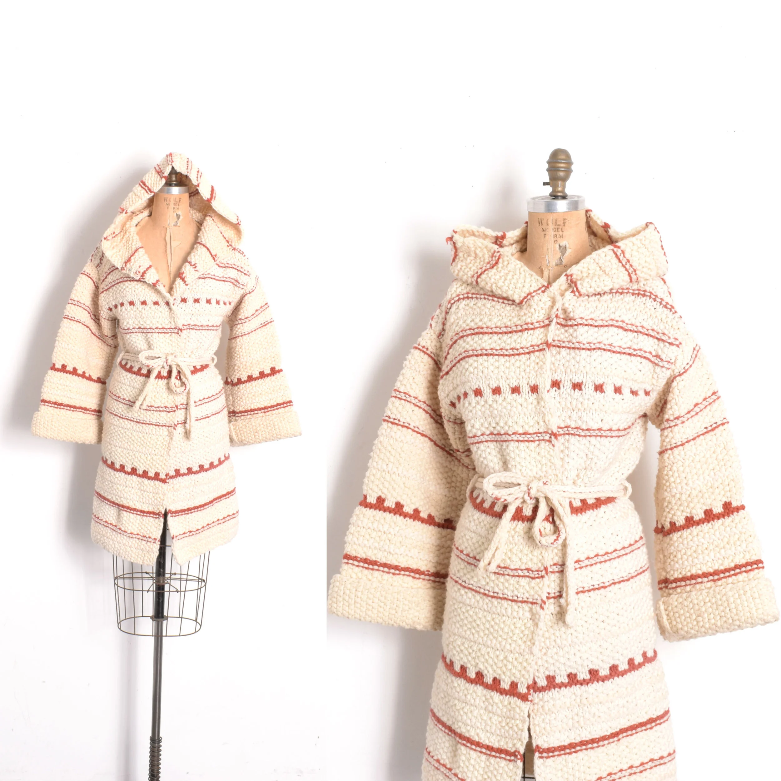 1970s Hooded Chunky Cardigan-S/M