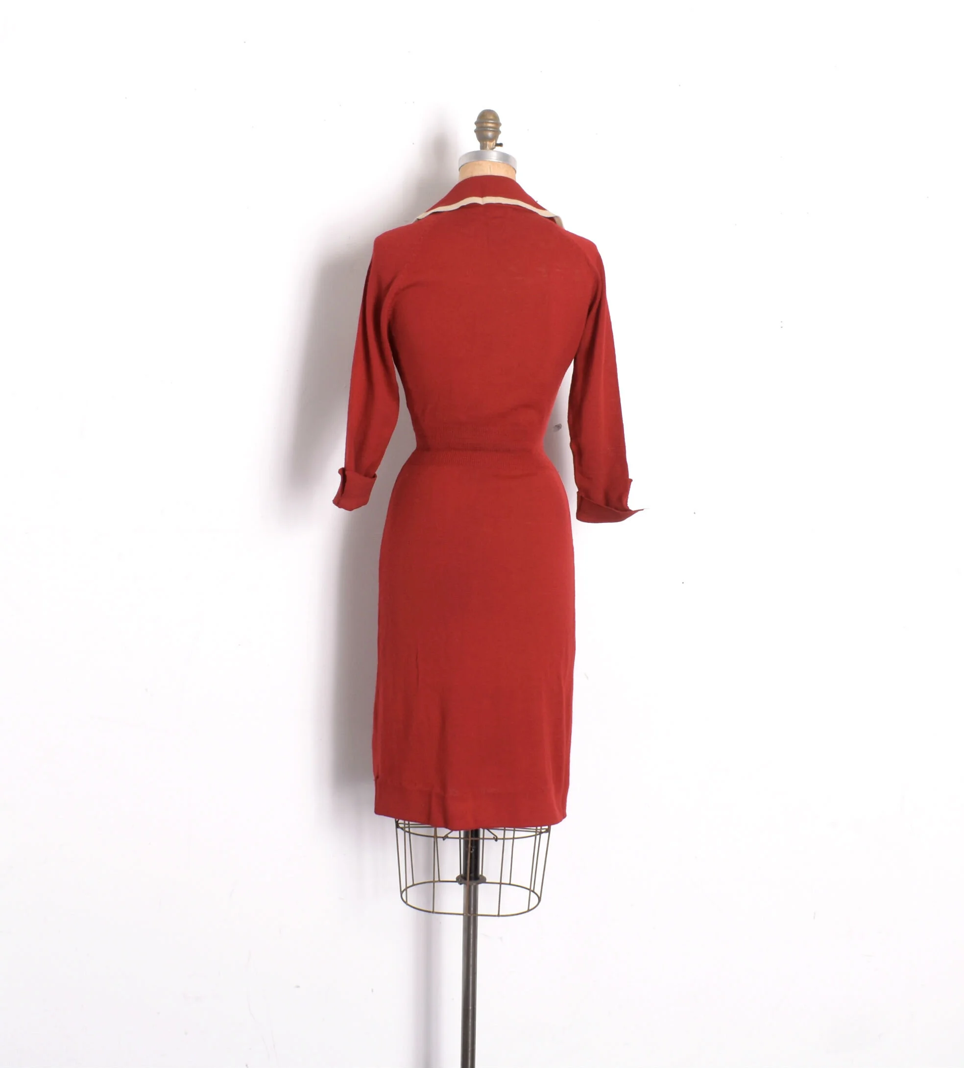 1950s Burgundy Italian Wool Dress-XS/S La Poubelle Vintage 1950s Burgundy Italian Wool Dress-XS/S La Poubelle Vintage