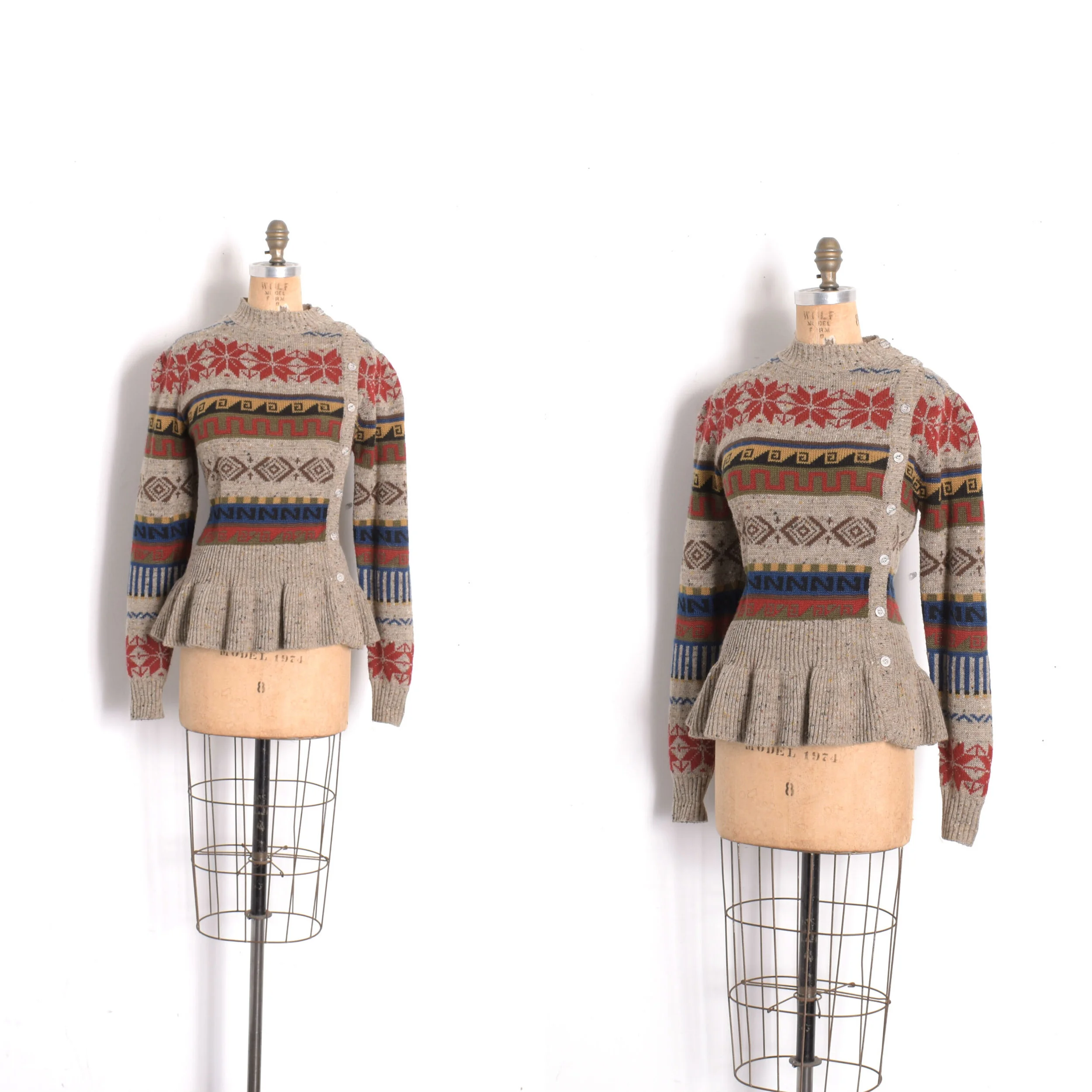 1980s Geometric Peplum Sweater-medium