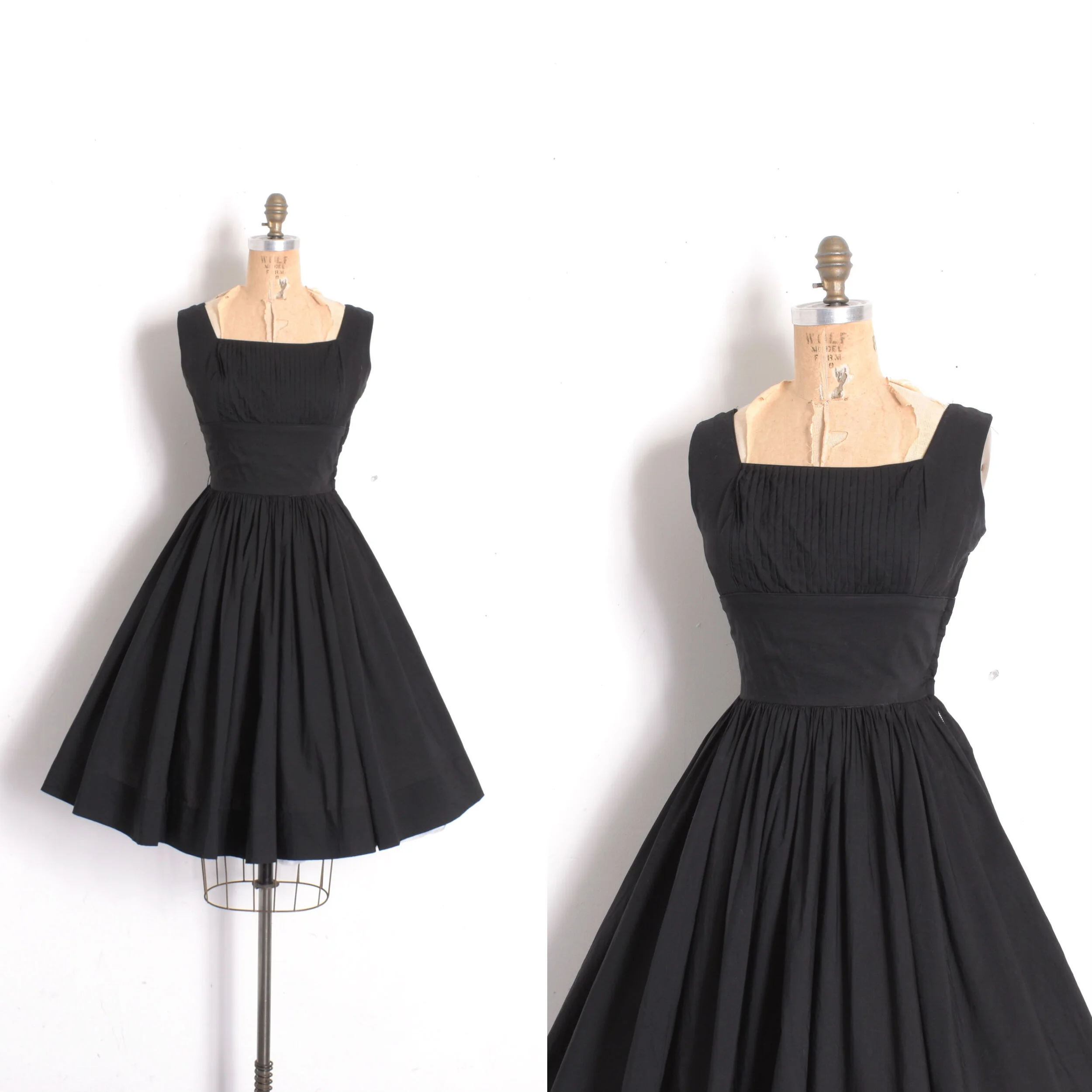 1950s Jerry Gilden Black Cotton Dress-small