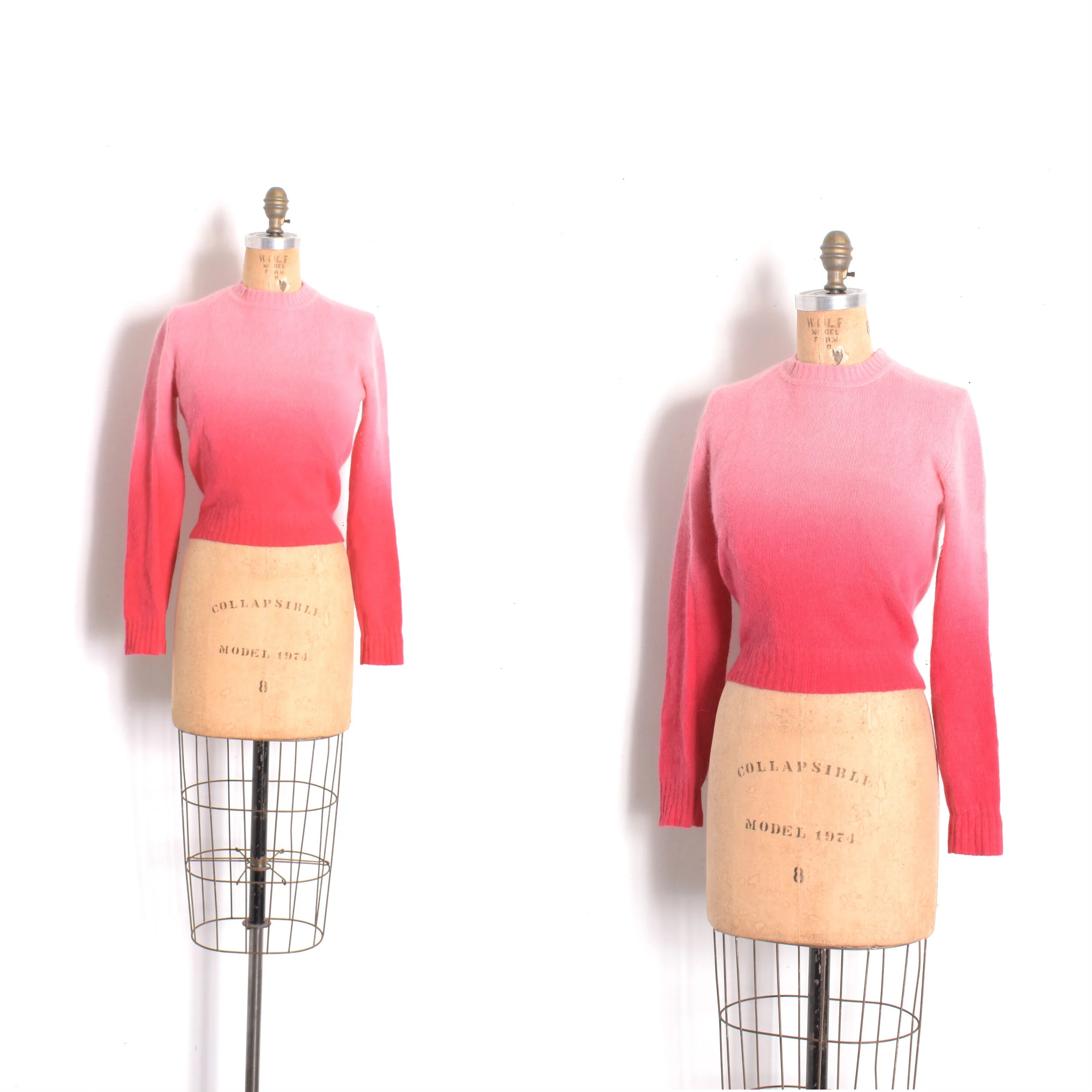 '90s Ombré Pink Lambswool Sweater-S/M