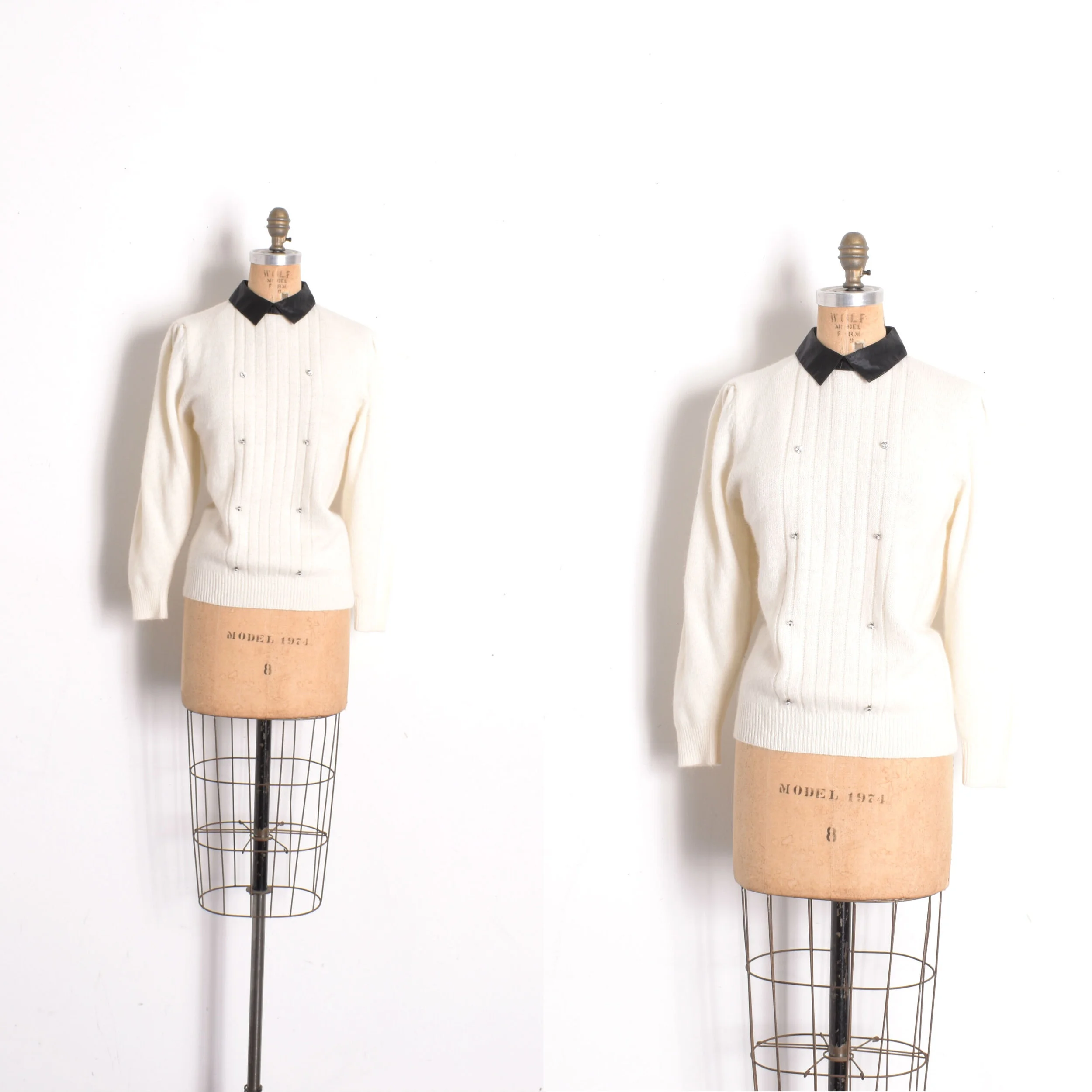 1980s Angora Tuxedo Sweater-M/L