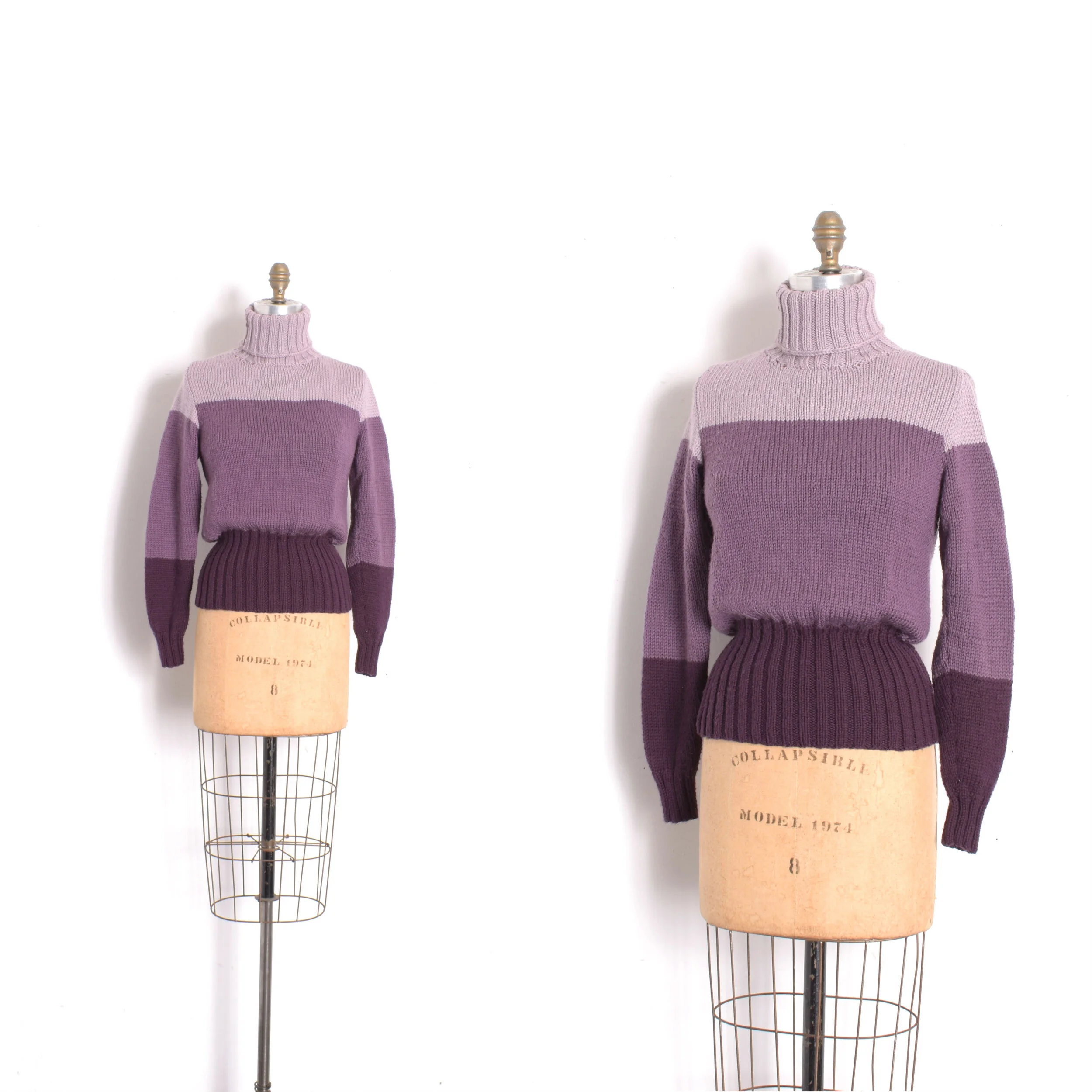 1970s Purple Ombré Turtleneck Sweater-small