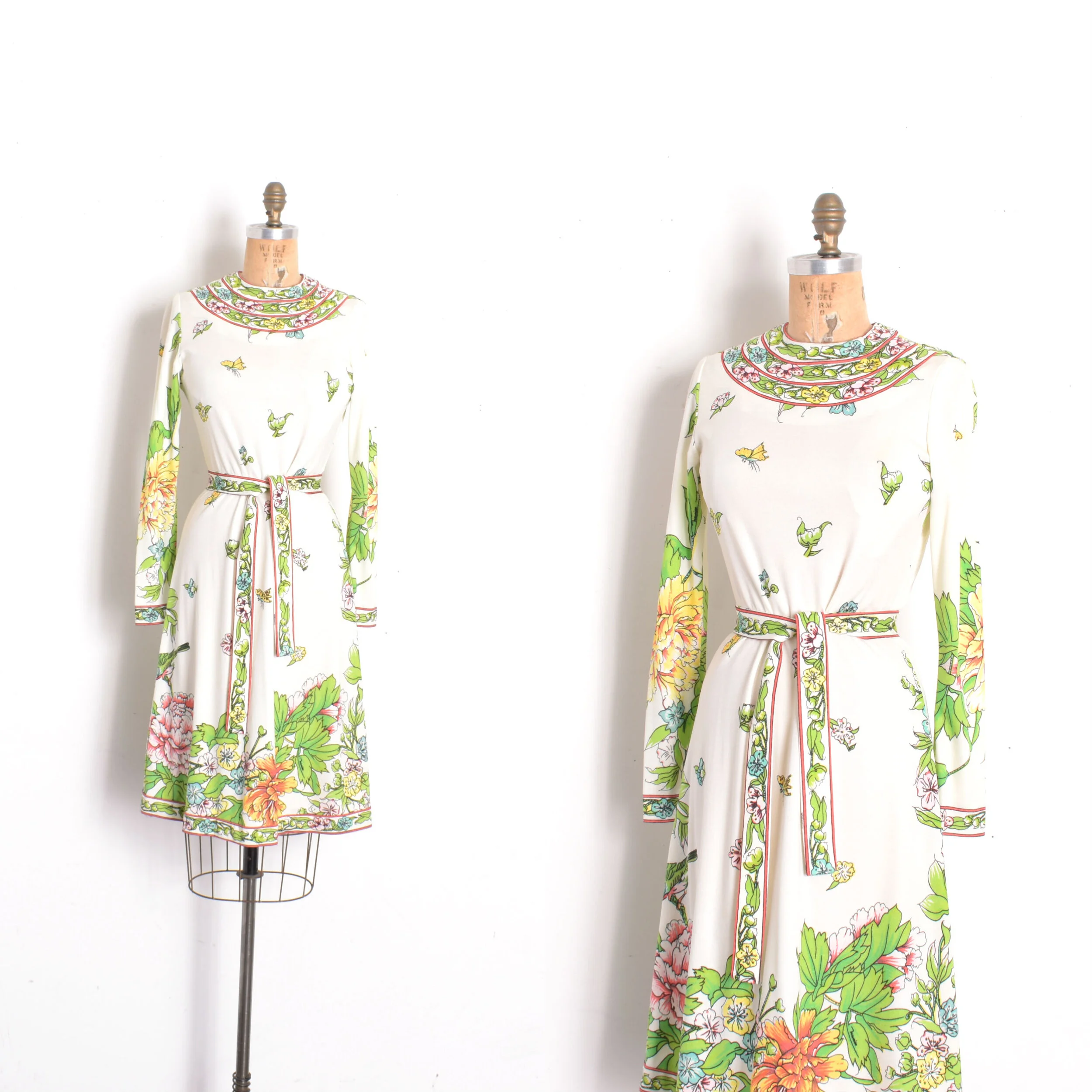 1970s Maurice Floral Jersey Dress-S/M