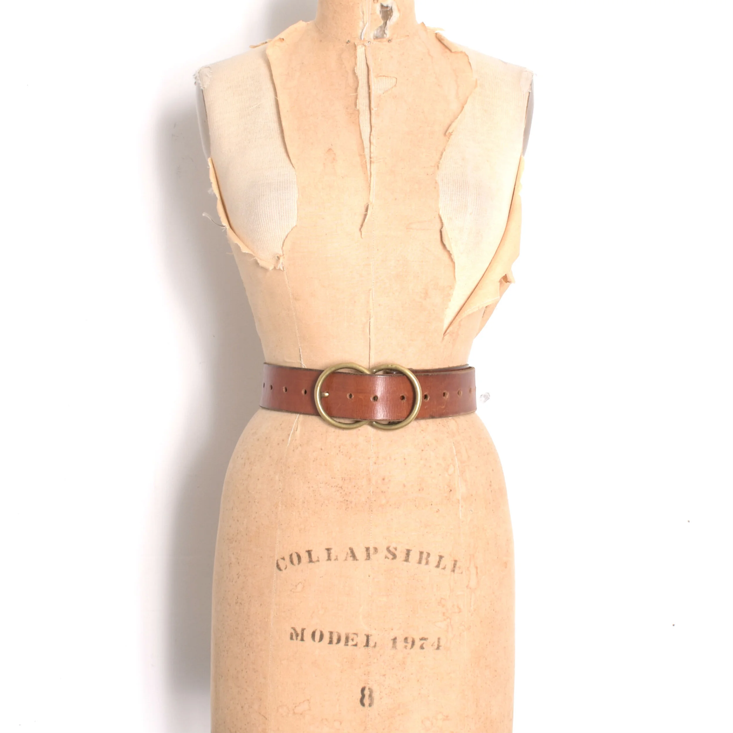 1970s Double Buckle Leather Belt-S/M/L