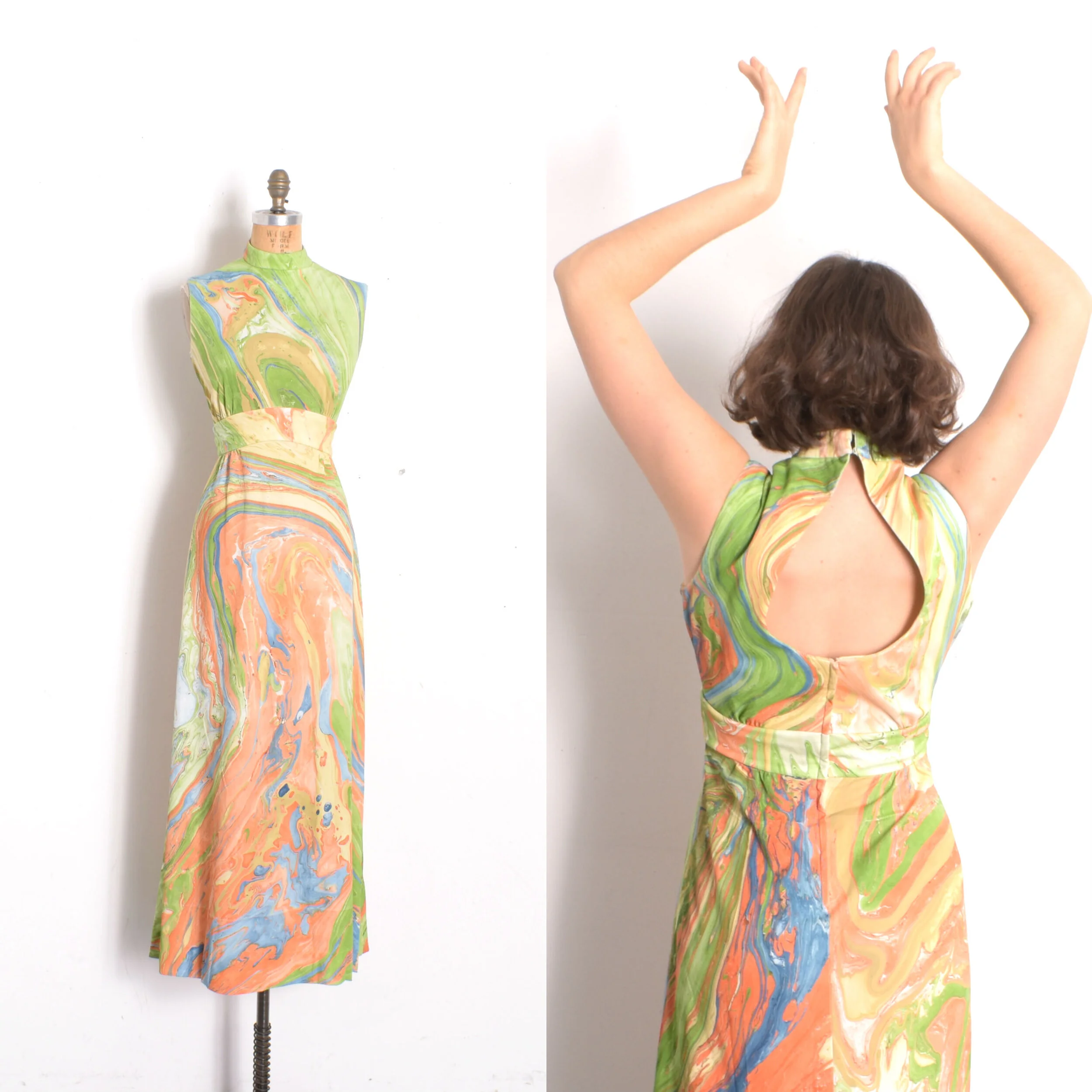 1970s Don Luis de Espana Marble Dress-M/L