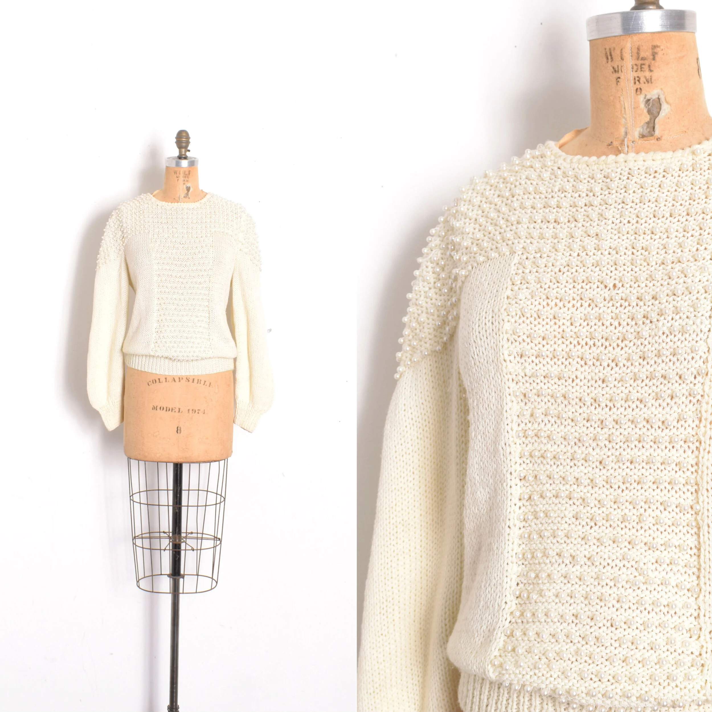 1980s Slouchy Pearl Sweater-M/L