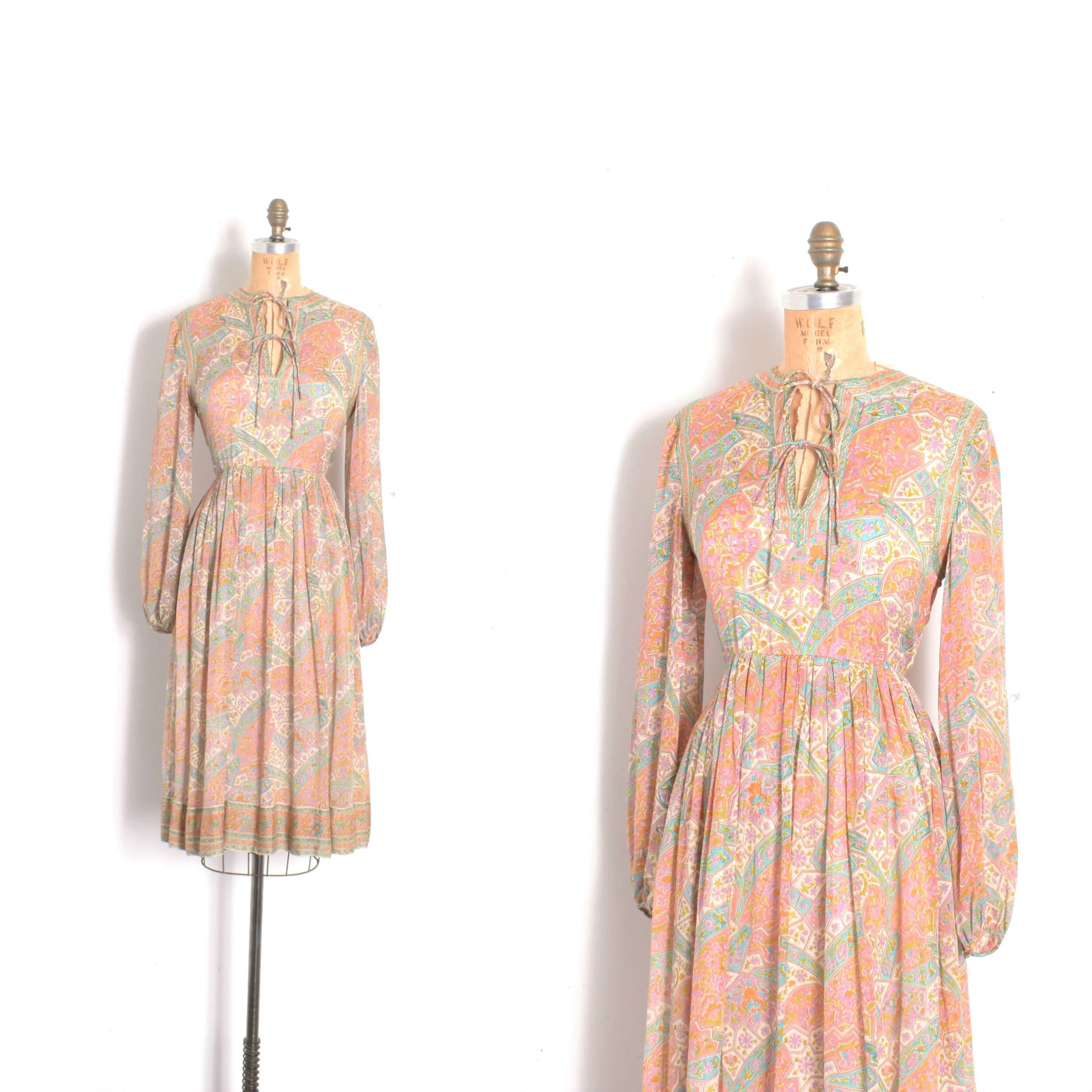 1970s Indian Silk Stained Glass Dress-medium