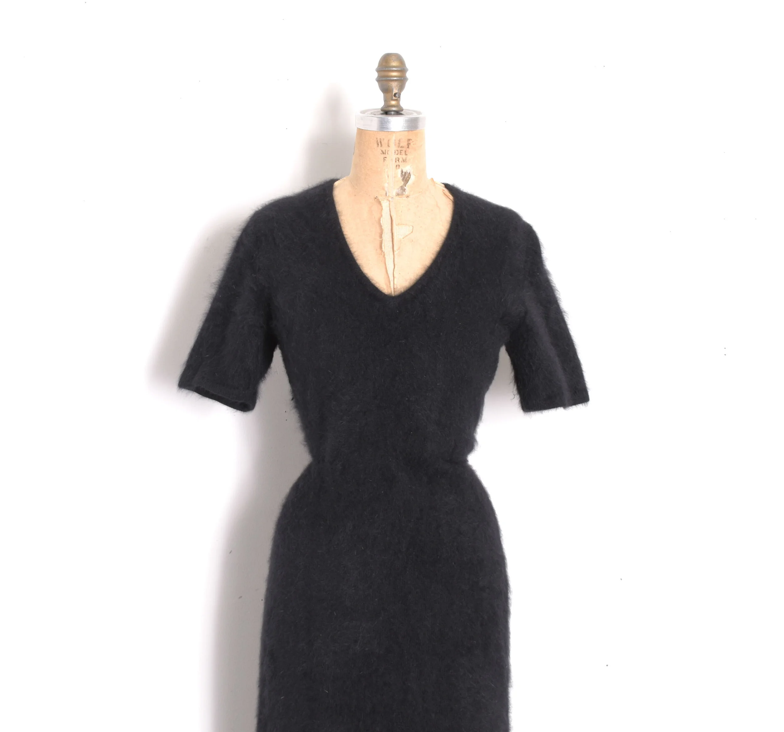 90s Fuzzy Black Angora Mini Dress-medium  La Poubelle Vintage