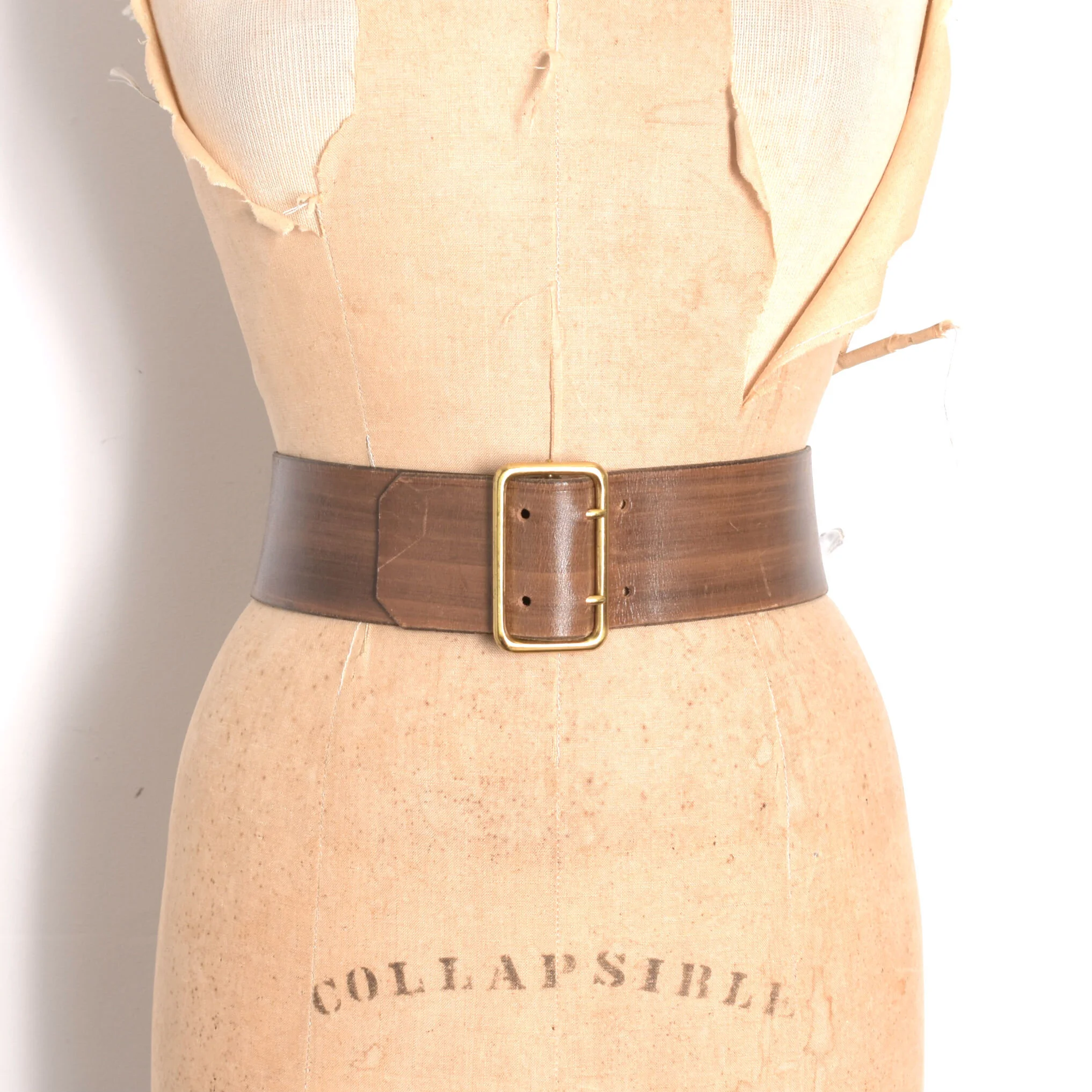 1970s Woodgrain Leather Belt-small