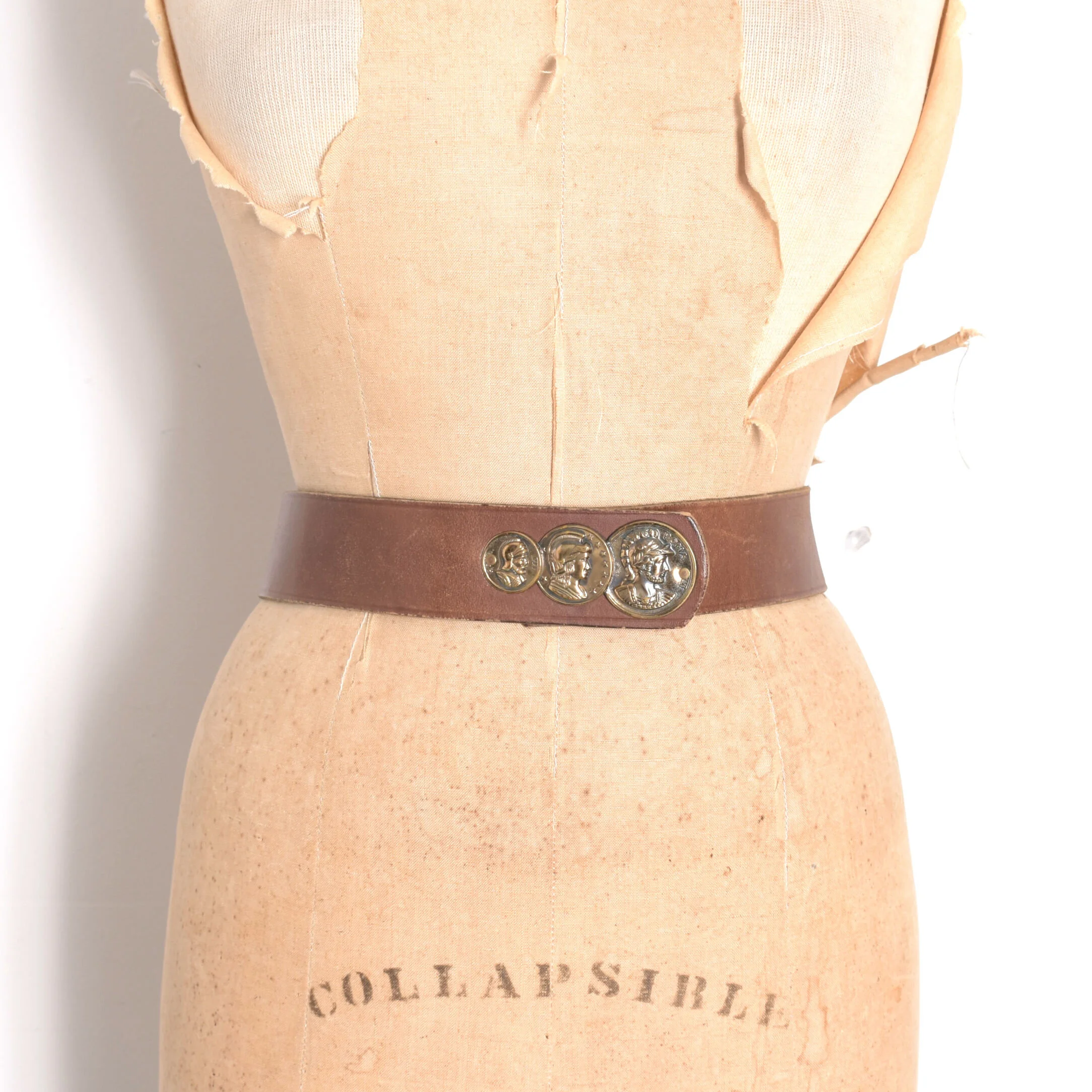 1950s Roman Coin Leather Belt-small