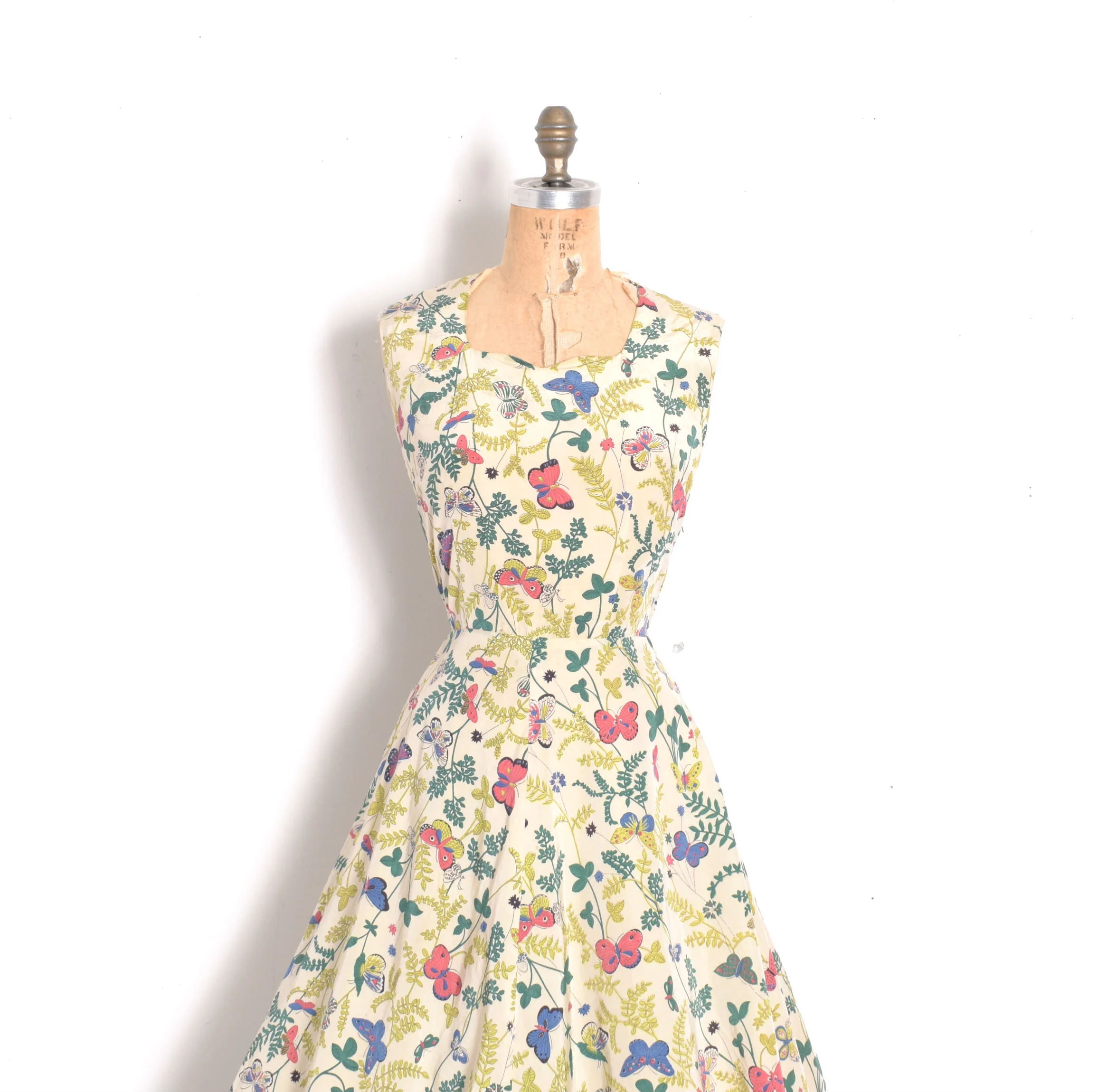 1950s Butterfly Print Dress-medium  La Poubelle Vintage