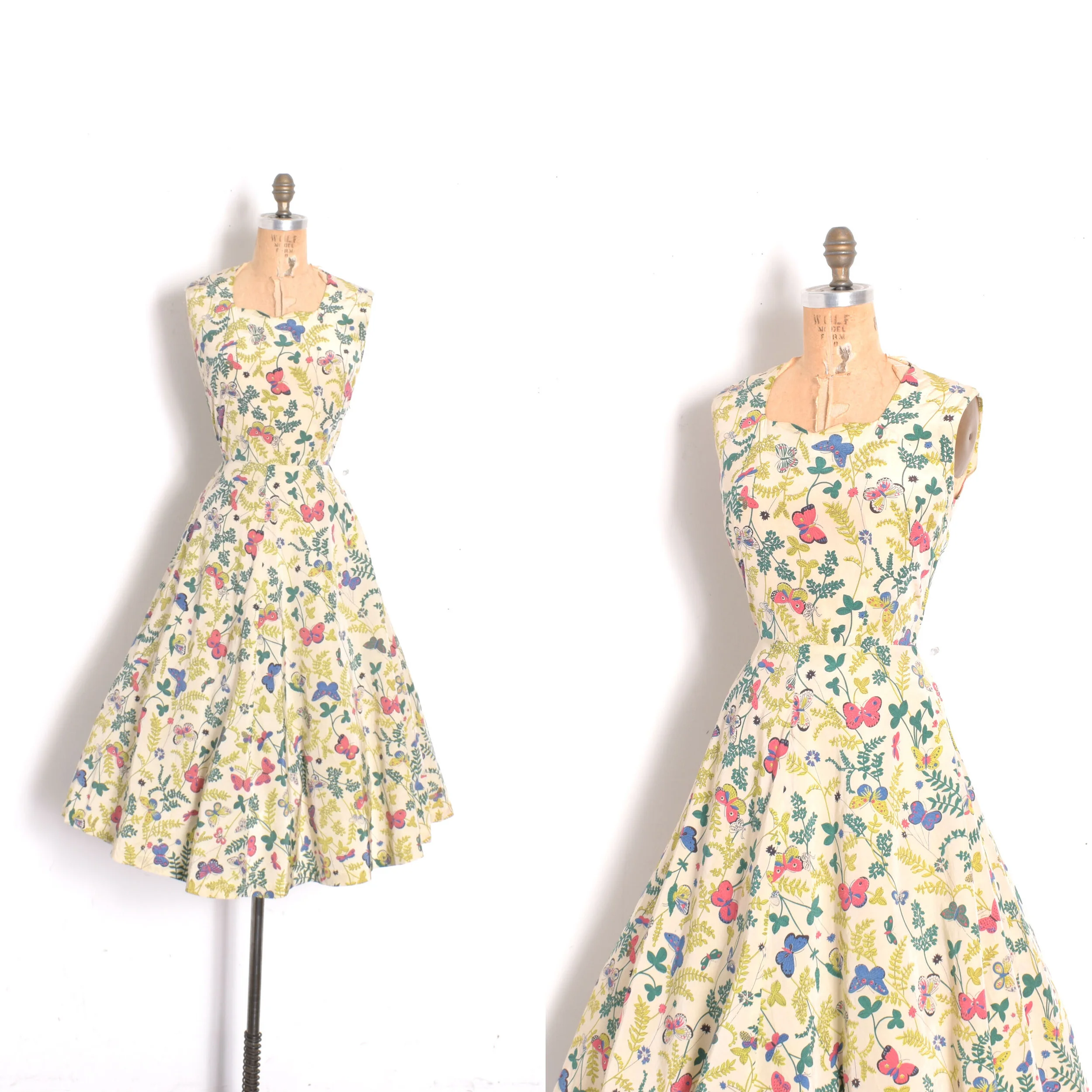 1950s Butterfly Print Dress-medium