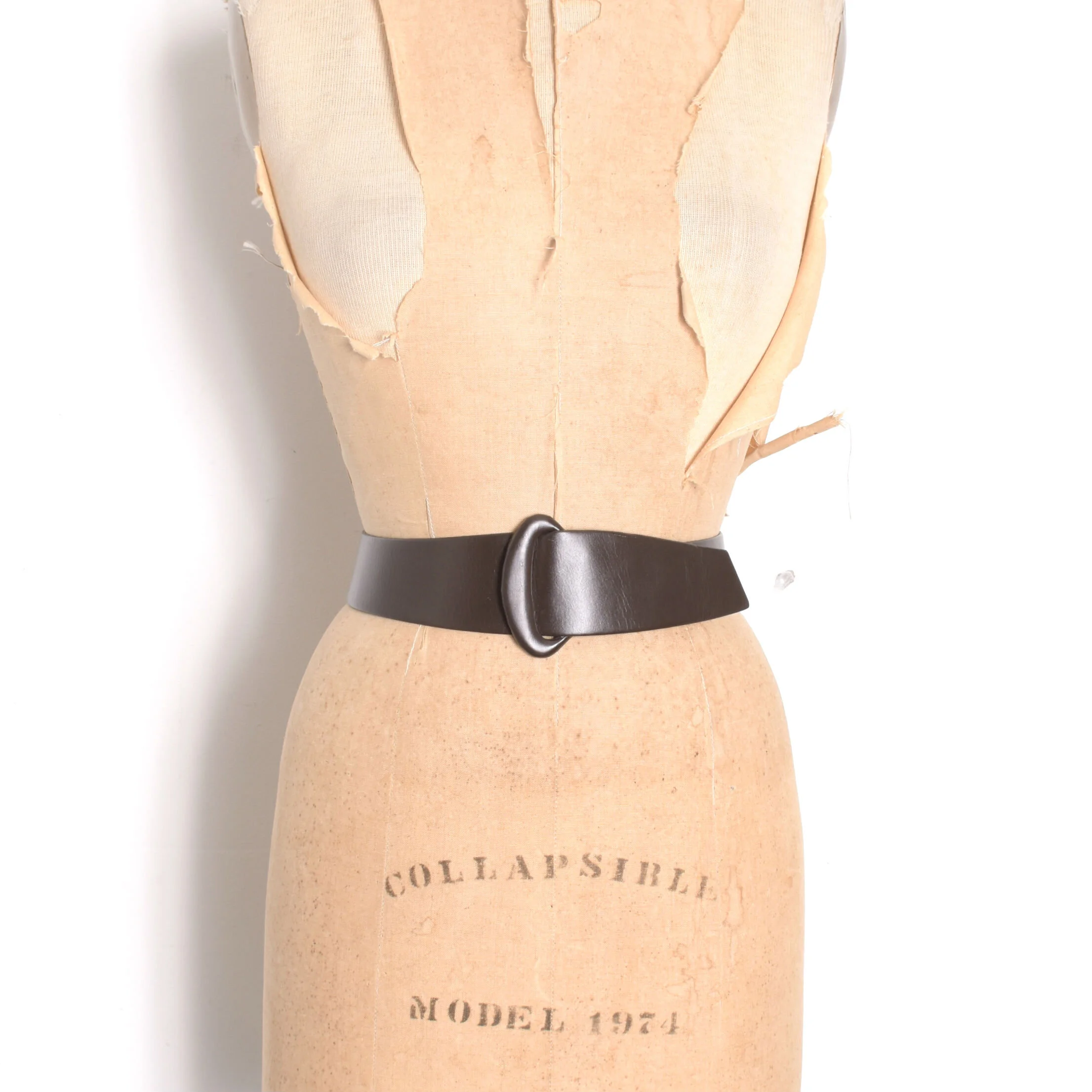 1950s Dark Brown Leather Cinch Belt-medium