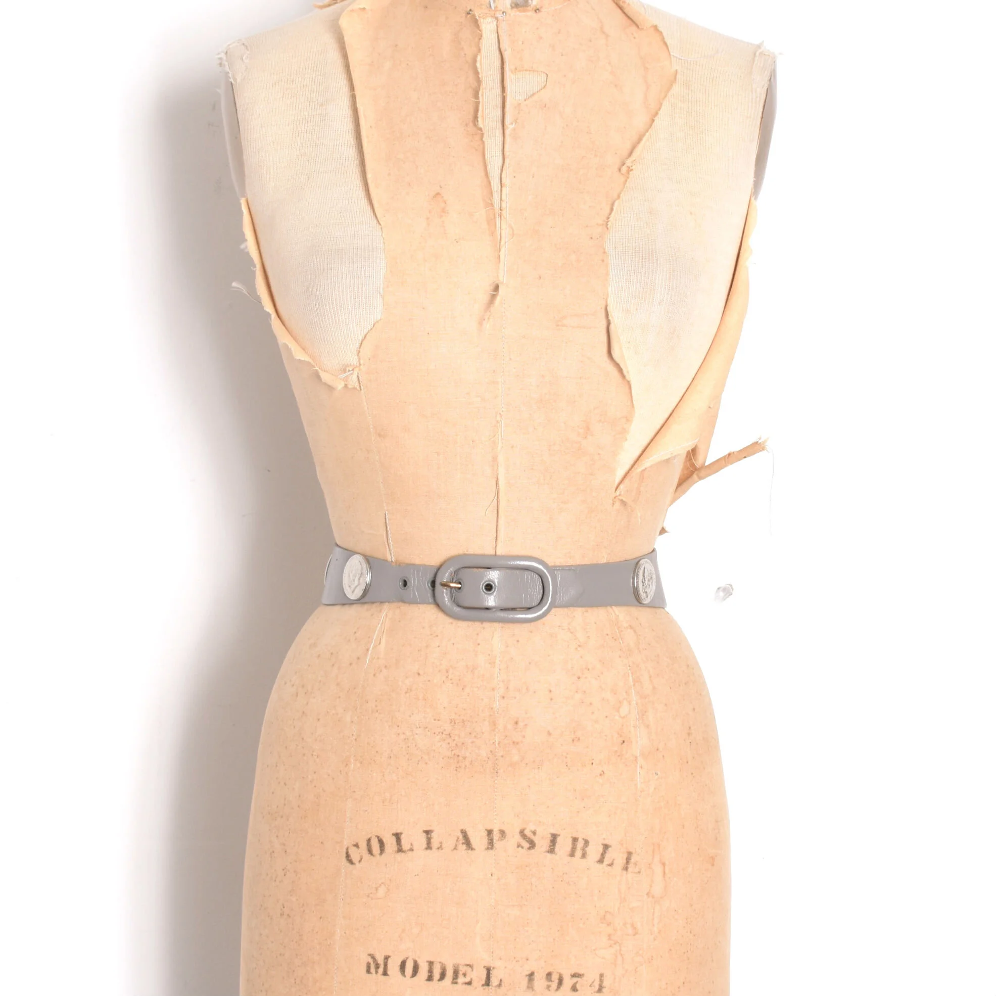 1950s Gray Leather Belt With British Coins-small