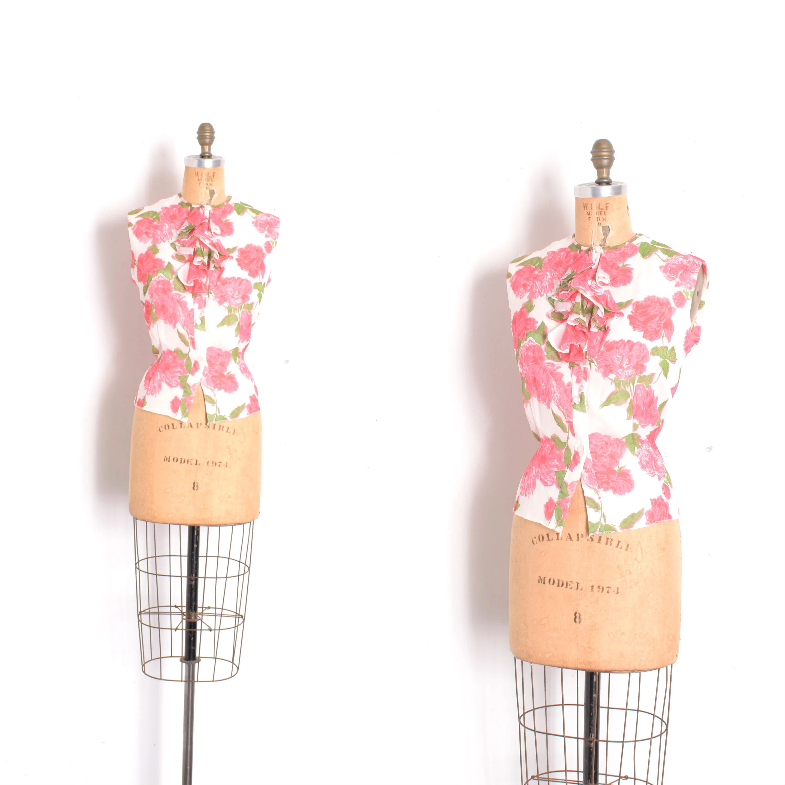 1950s Rose Print Blouse-medium