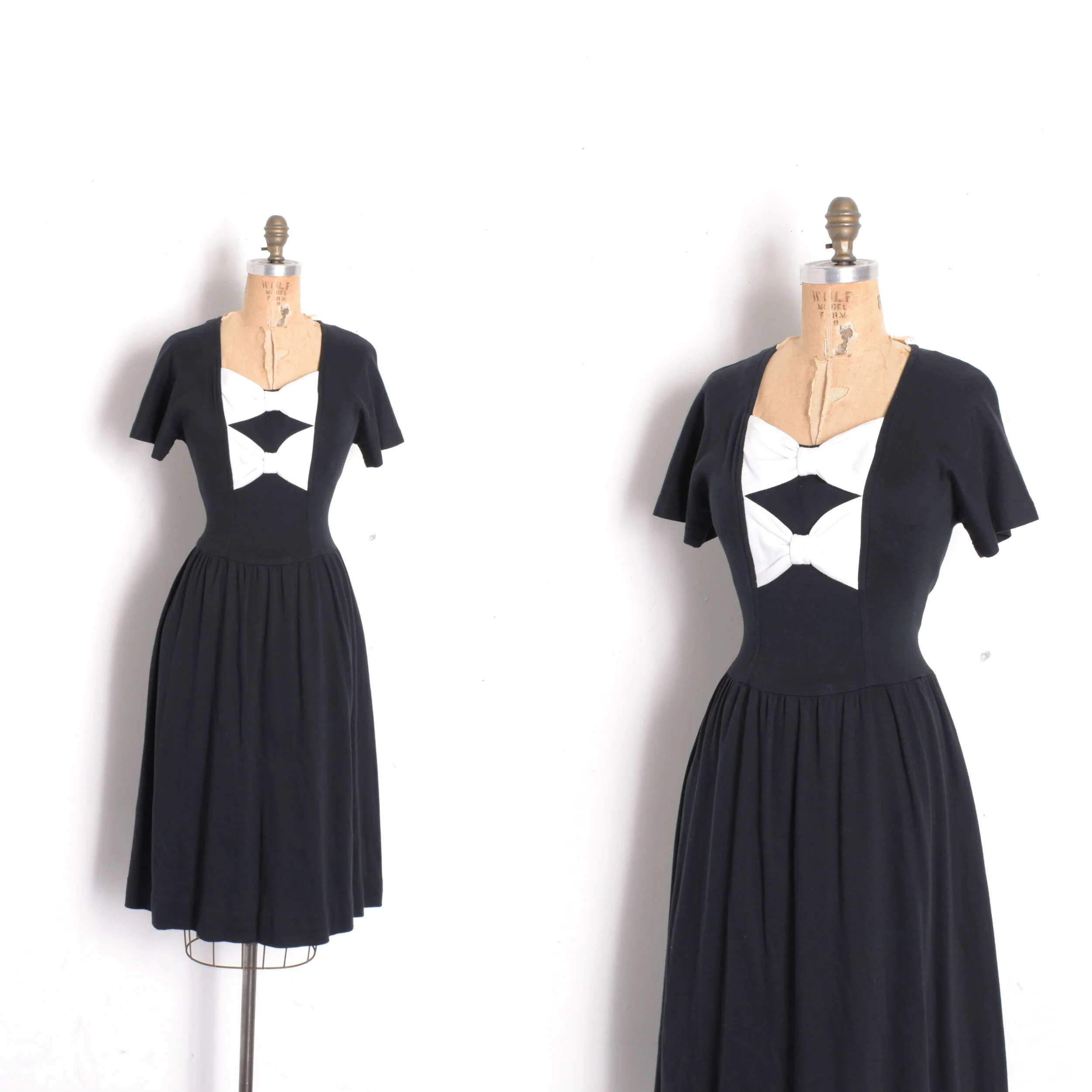 1980s Lanz Originals Stretch Cotton Bow Dress-medium