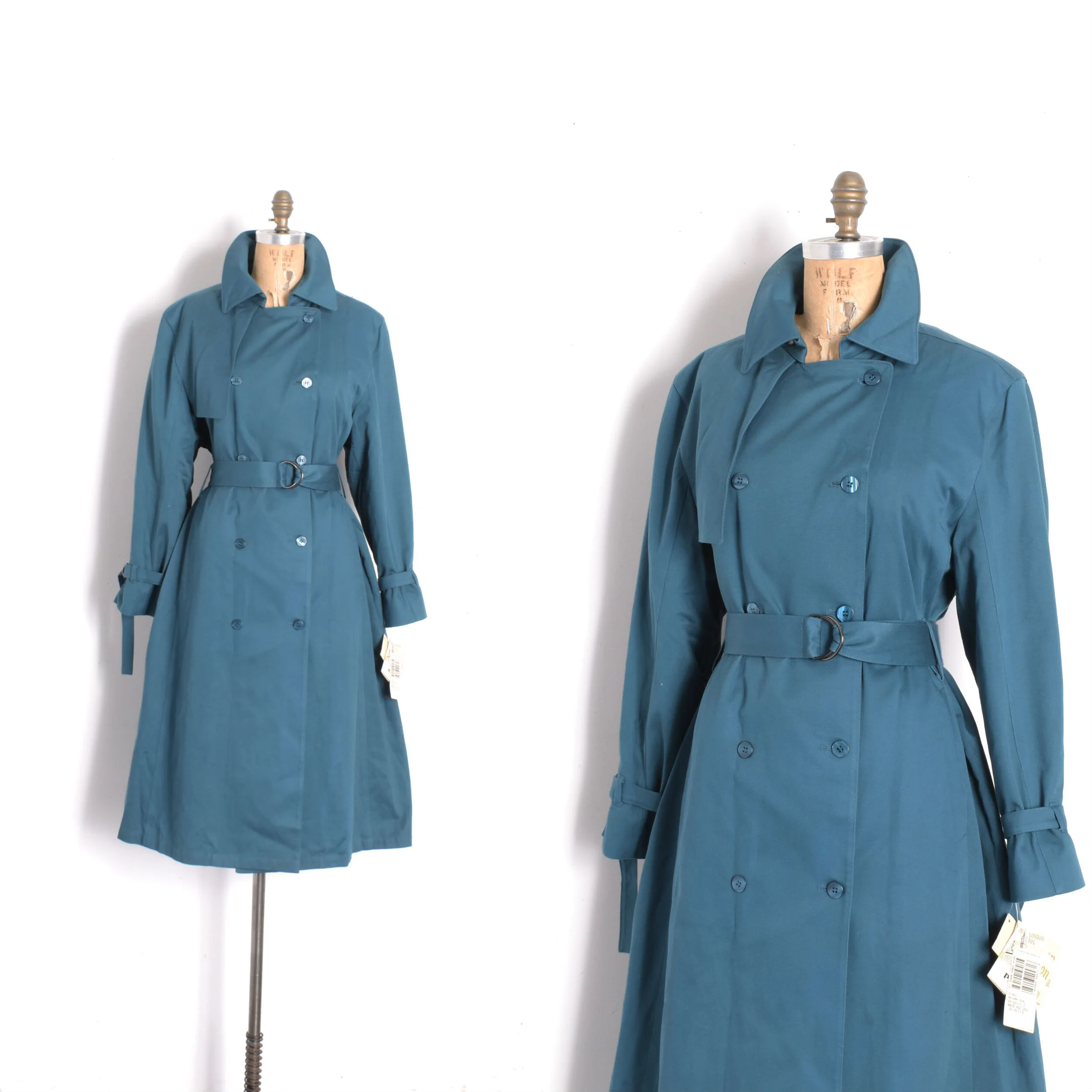 1980s London Fog Teal Trench Coat-large
