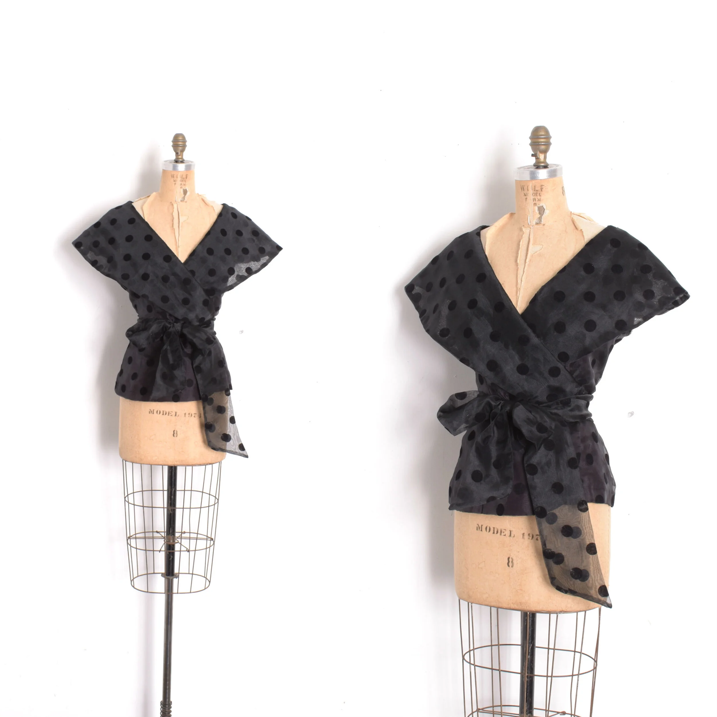 1980s Polka Dot Wrap Blouse-medium