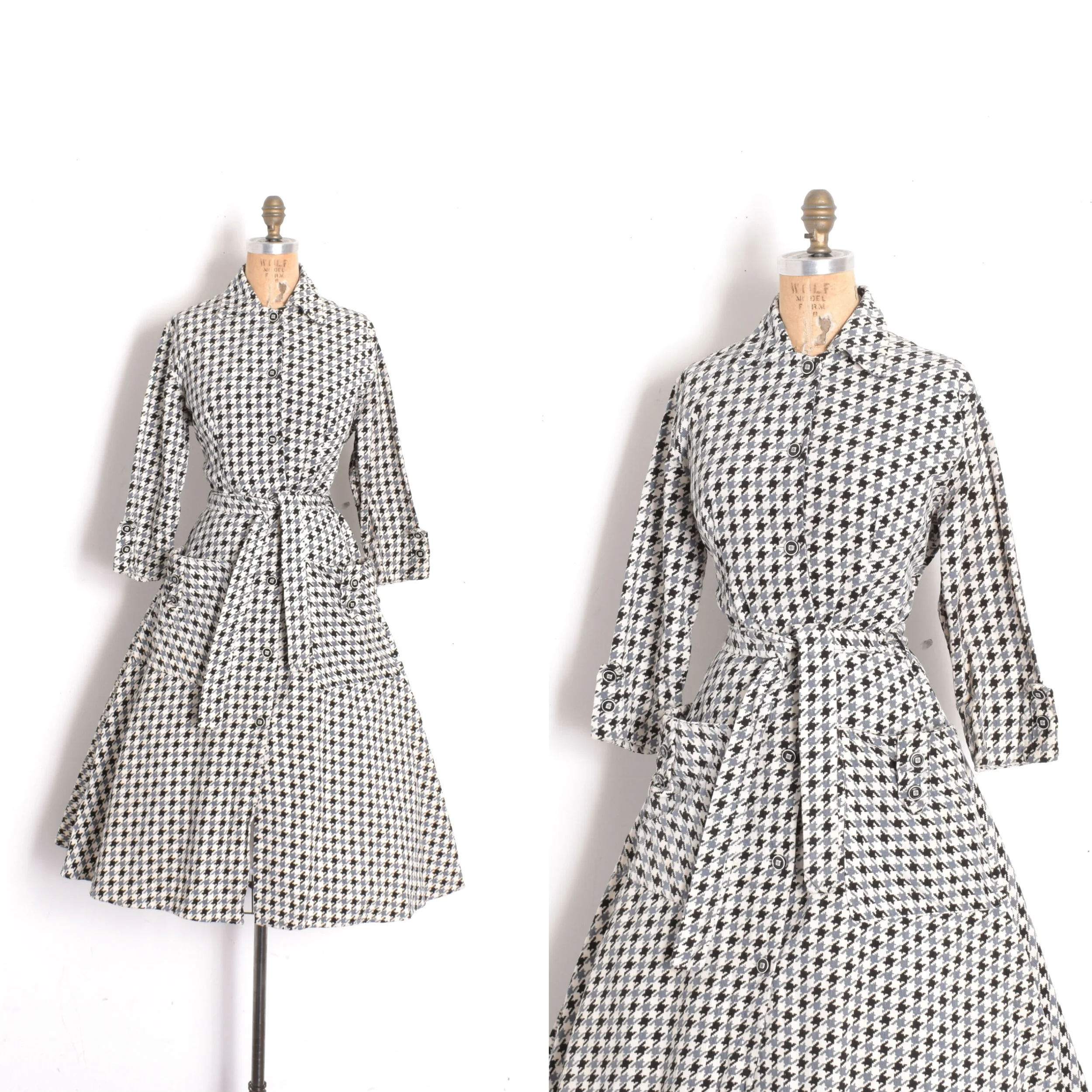 1950s Corduroy Houndstooth Dress-large