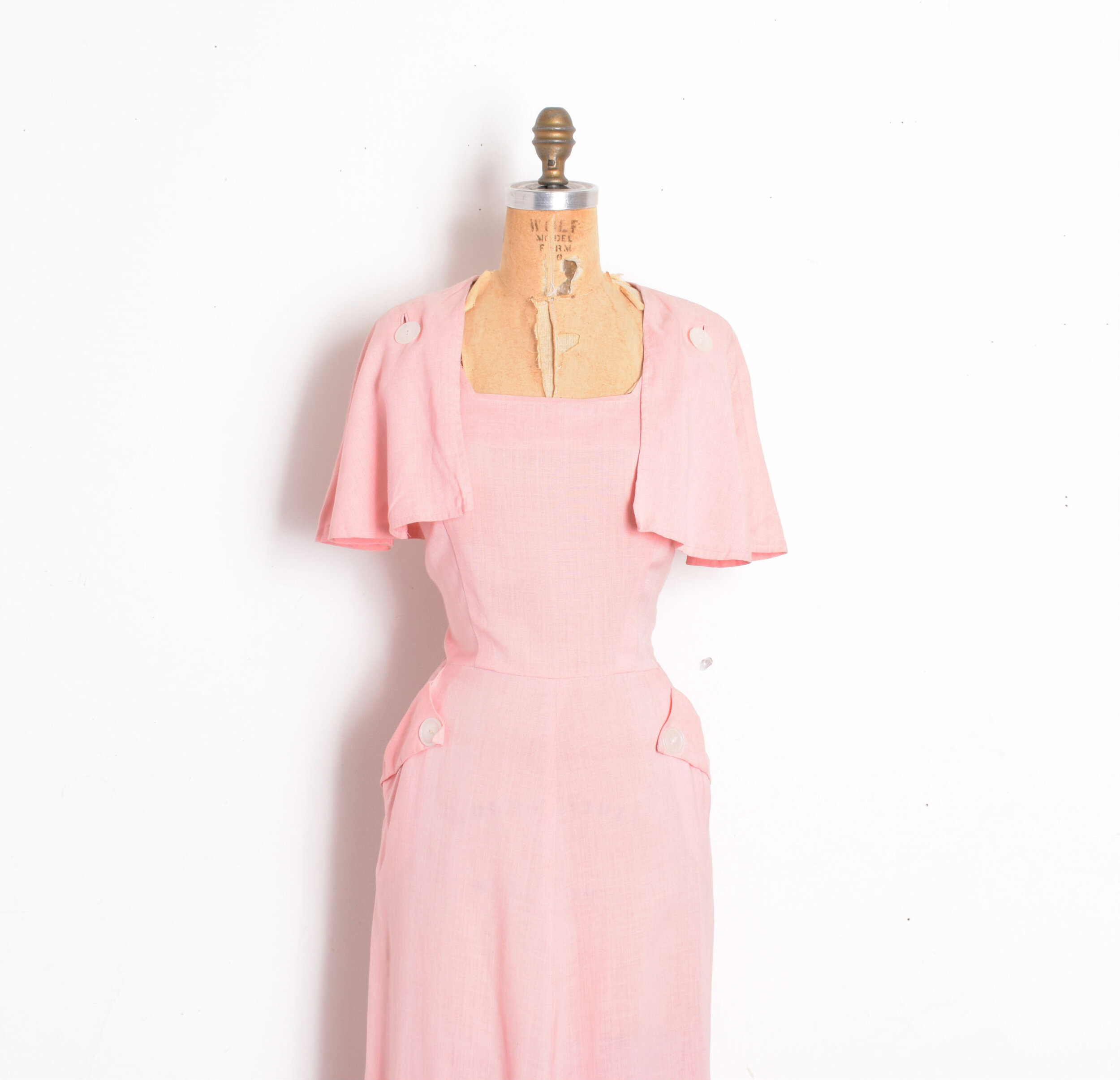 open lace back dress 40s Pink Linen Sundress main image 0