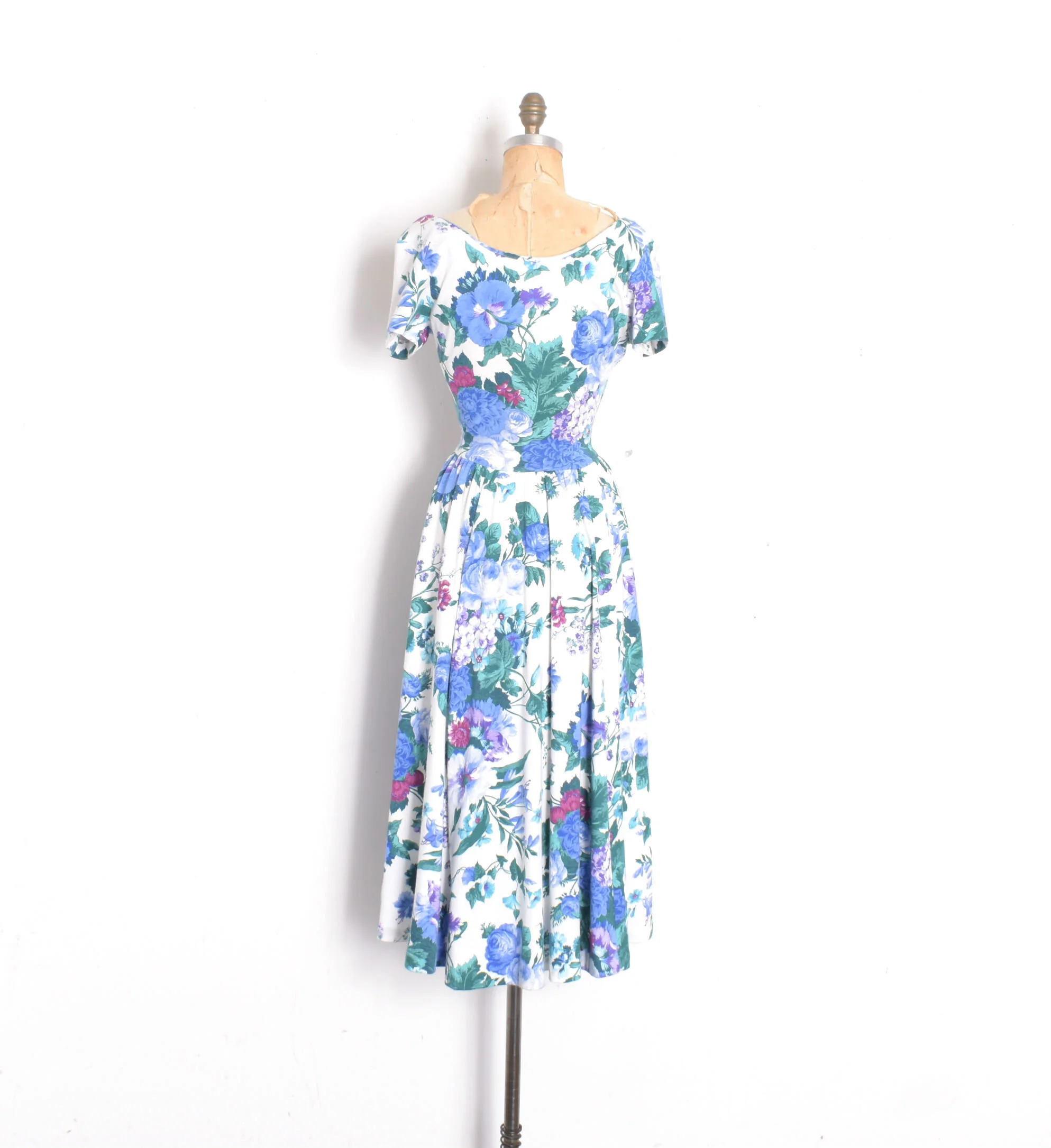 1980s Stretchy Cotton Floral Dress-S/M La Poubelle Vintage 1980s Stretchy Cotton Floral Dress-S/M La Poubelle Vintage