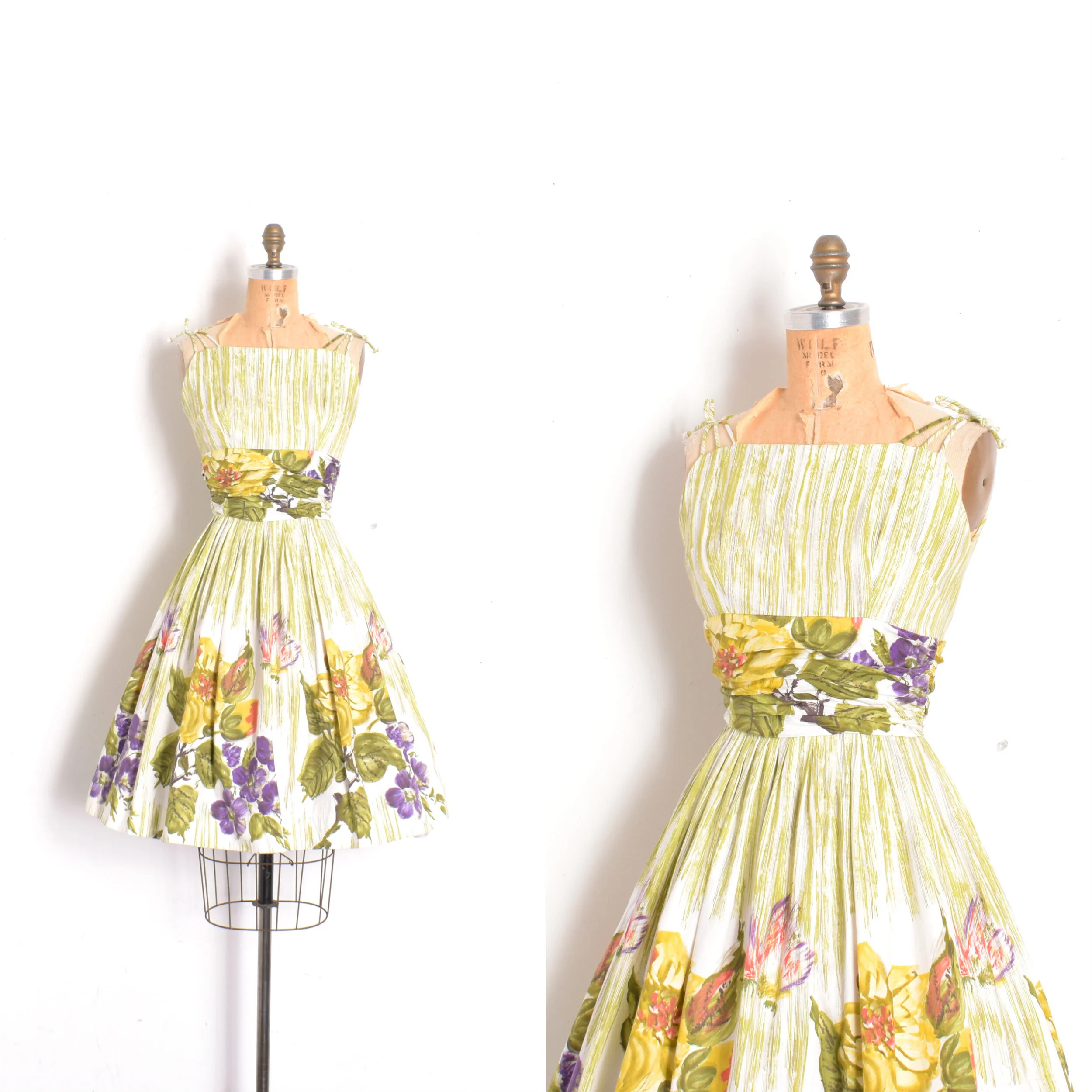 1950s Floral Border Print Sundress-XS