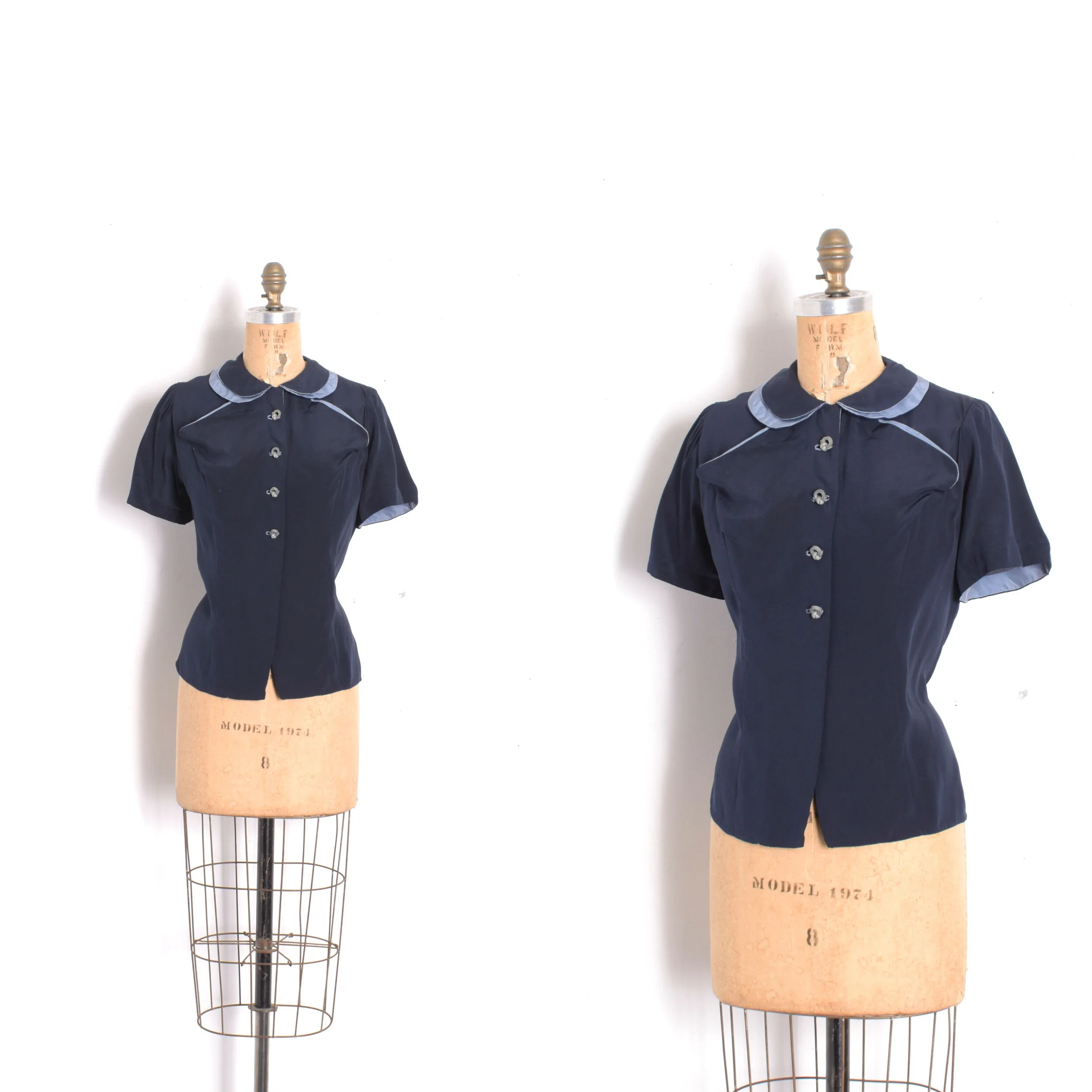 1940s Silk Peter Pan Collar Blouse-medium