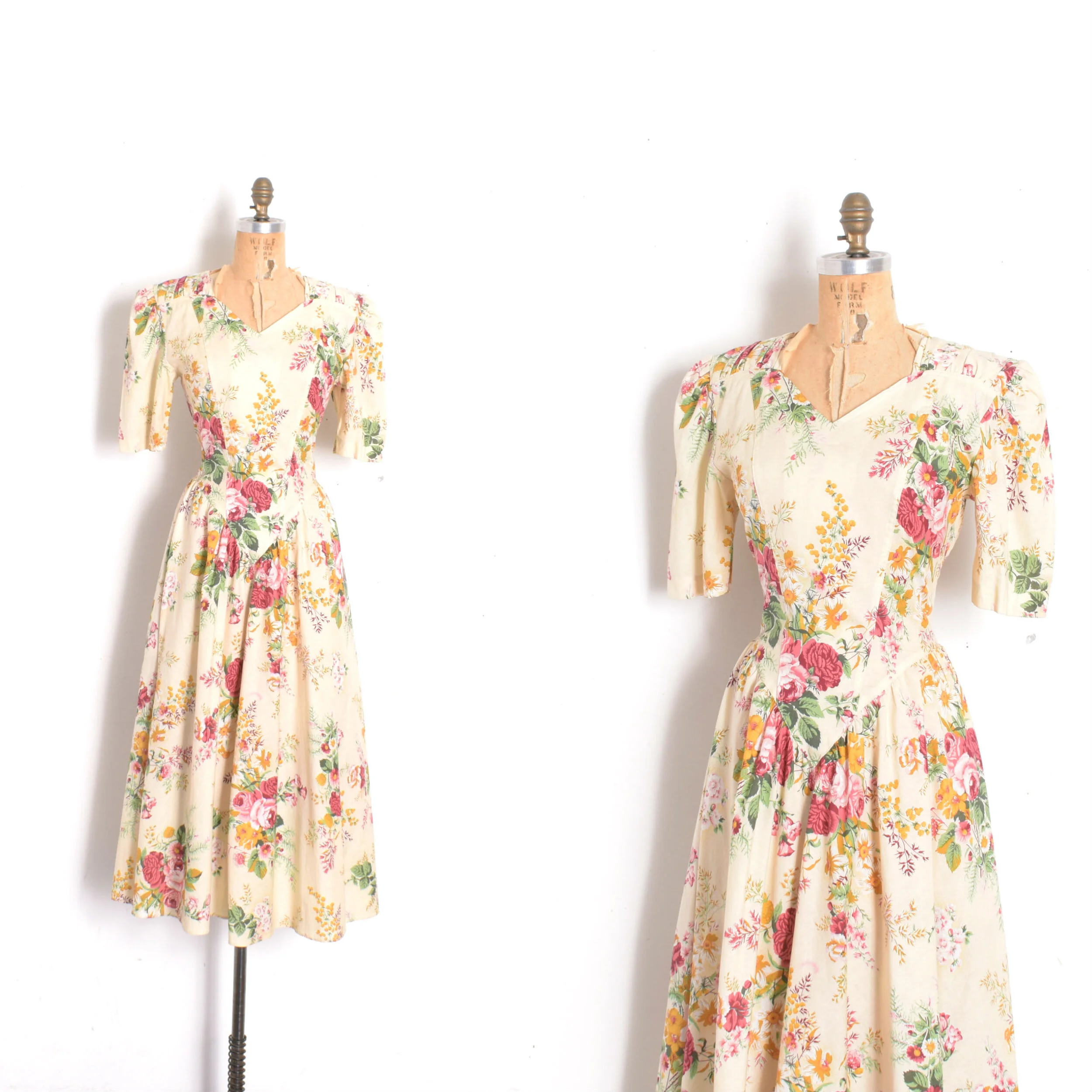 1980s does 40s Floral Cotton-S/M