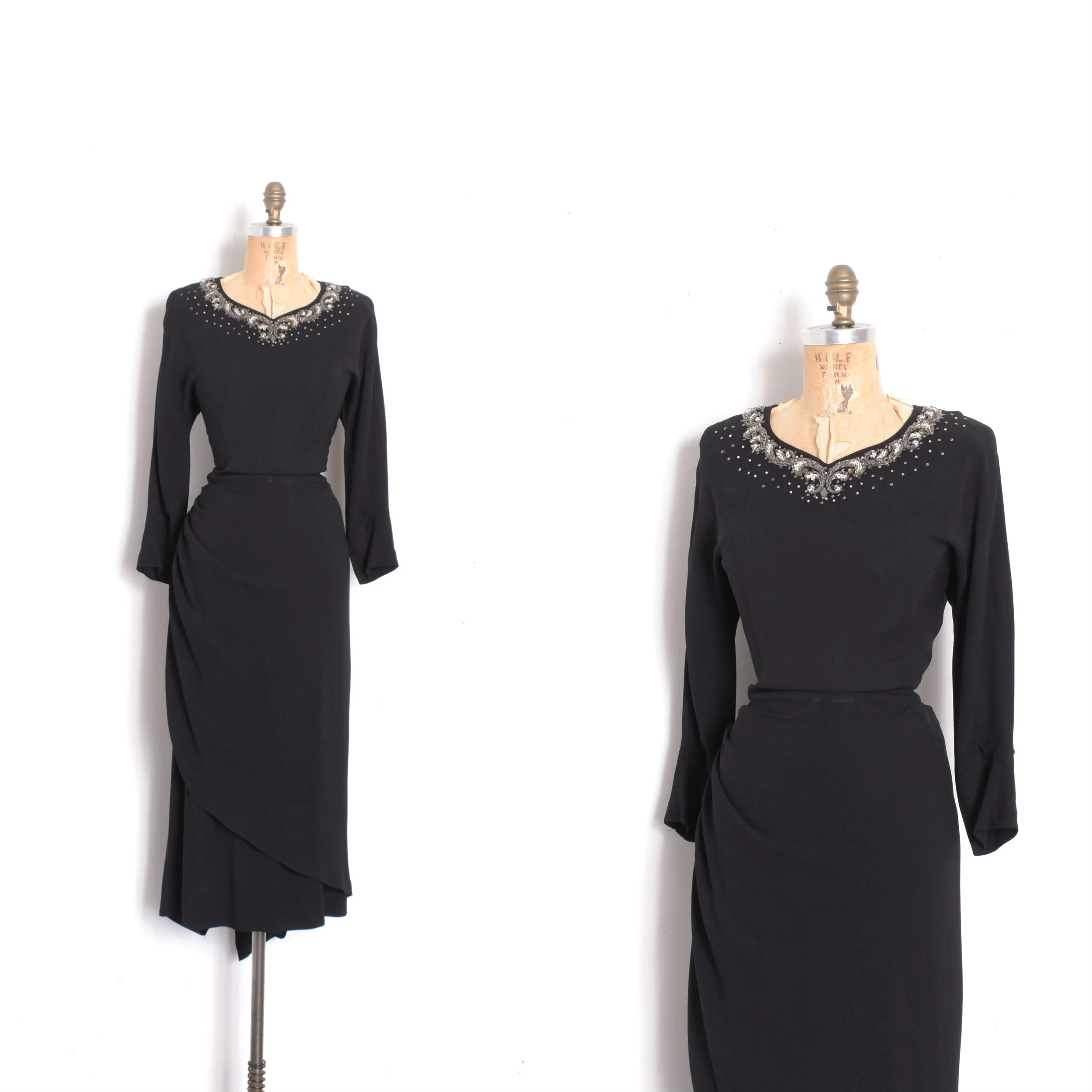 1940s Wraparound Draped Cocktail Dress-medium