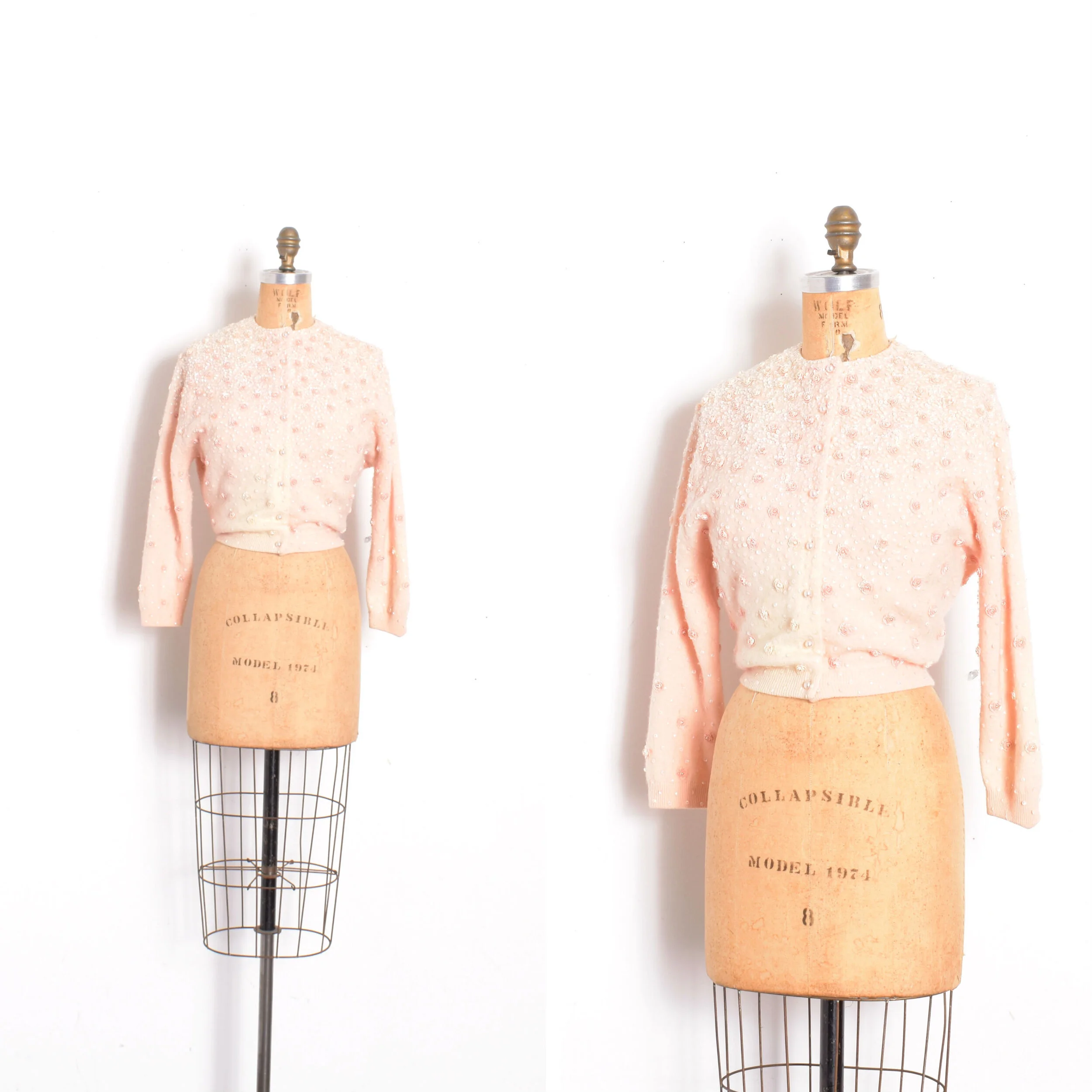 1950s Sequined Rosette Cardigan-S/M