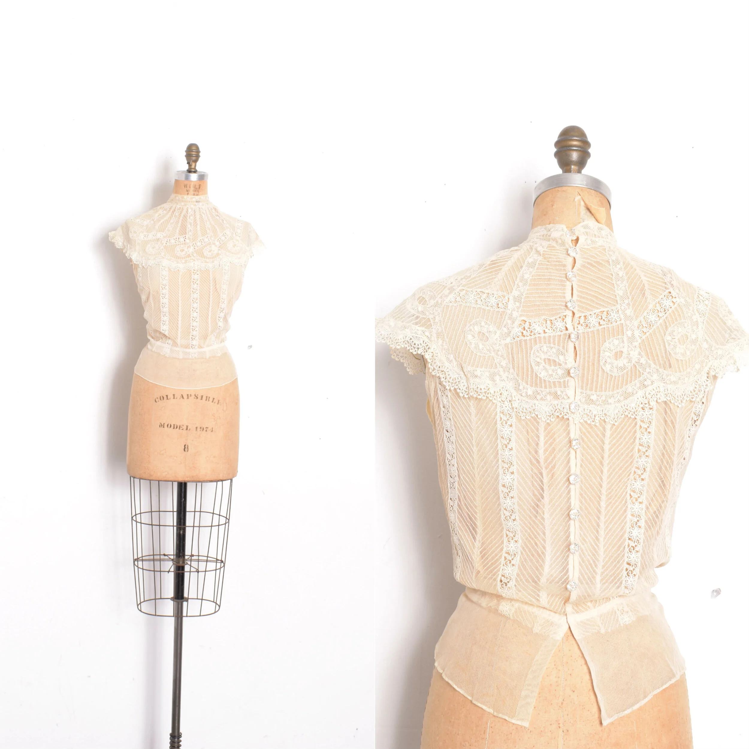 Antique Mesh Lace Blouse-S/M