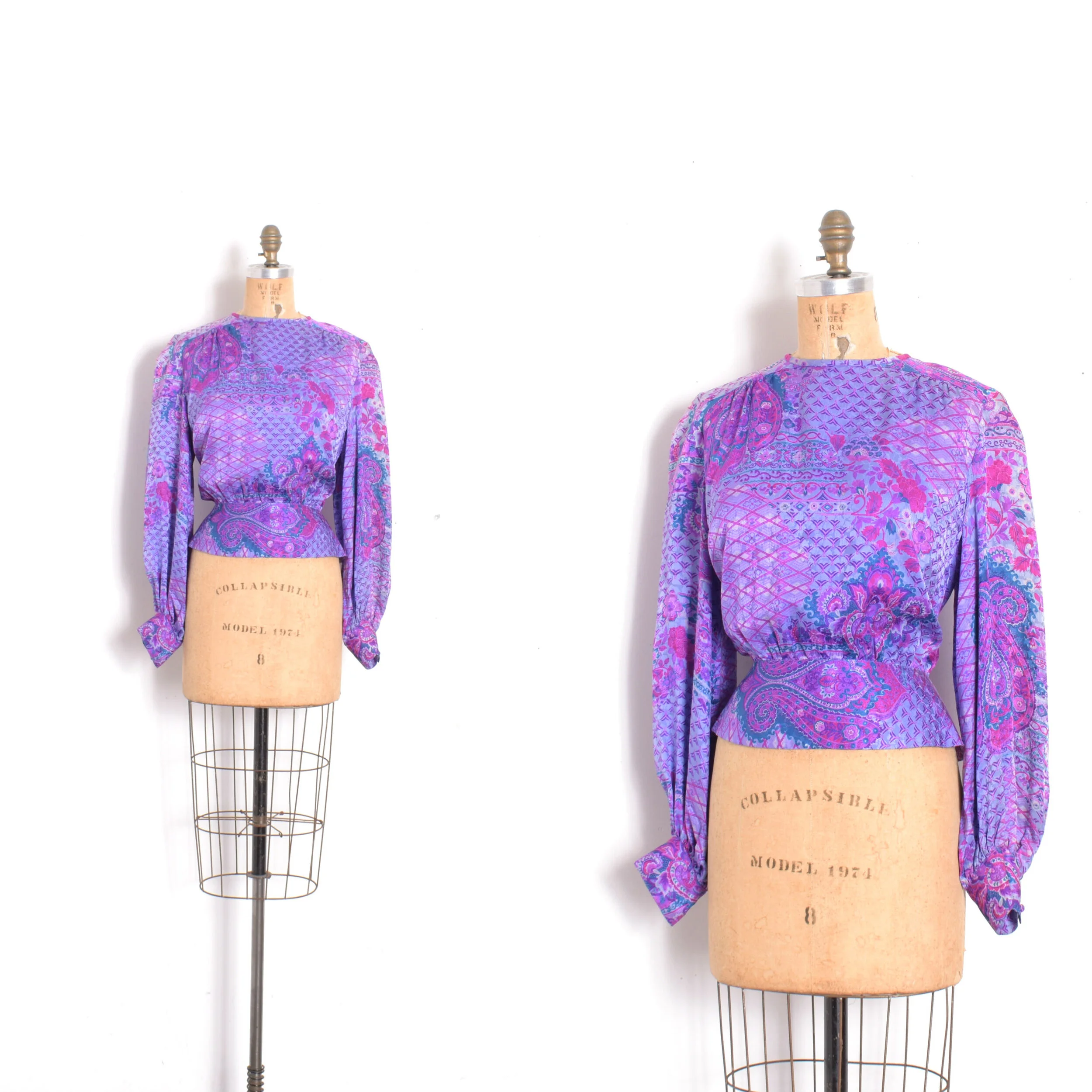 1980s Anne Crimmins Printed Silk Blouse-M/L