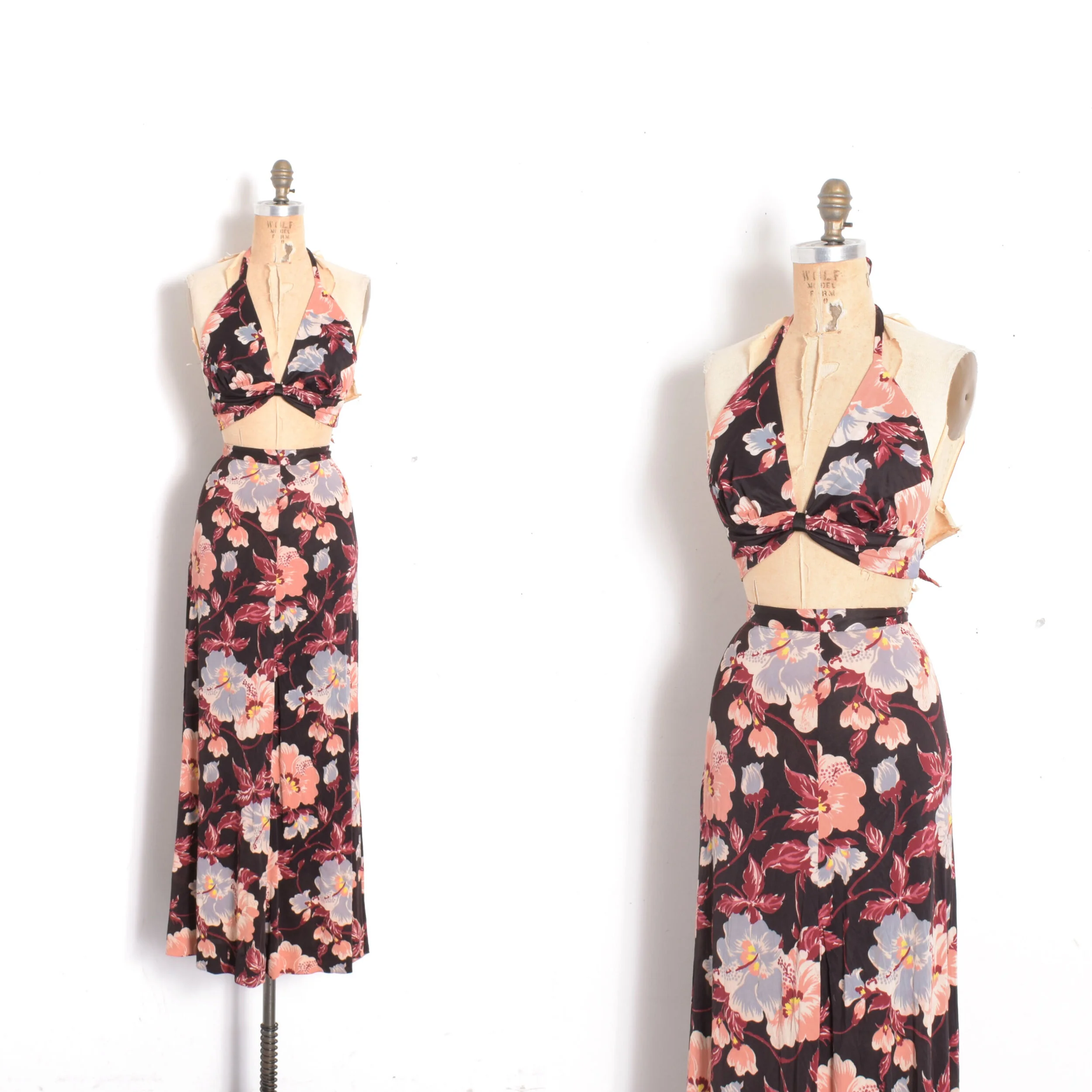 1970s Hawaiian Floral Two-Piece-XS/S
