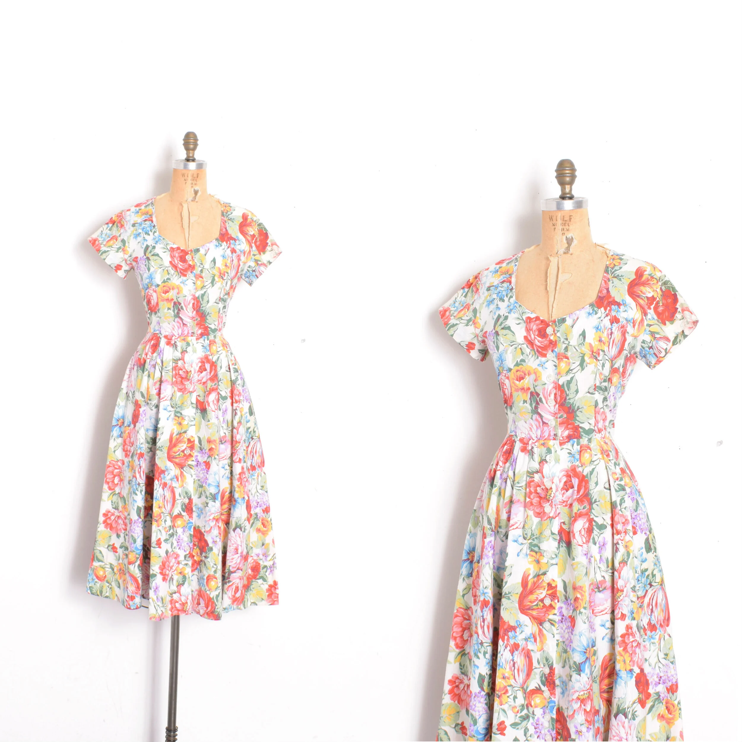 1980s Spring Garden Floral Dress-small