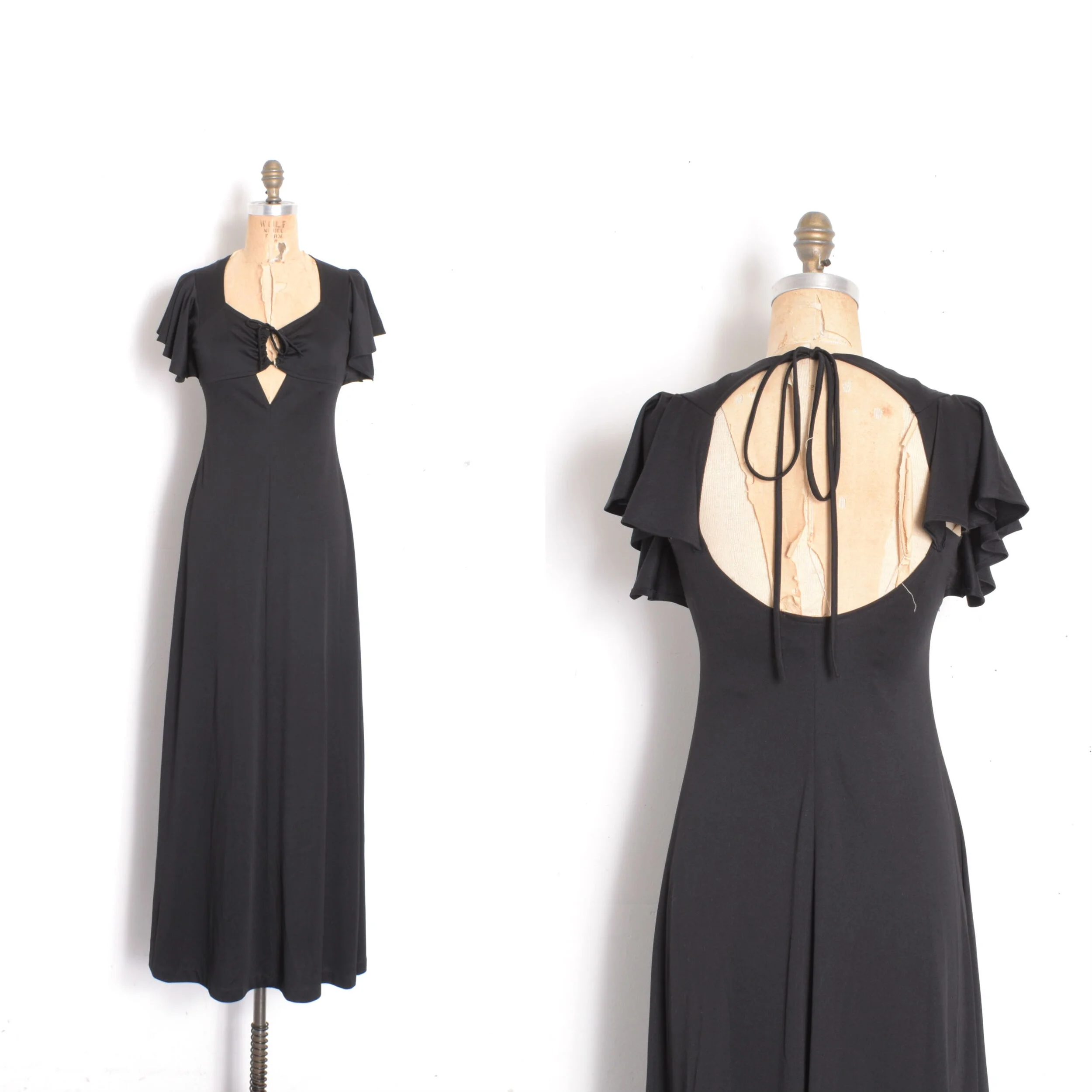 1970s Cutout Jersey Maxi Dress-XS/S