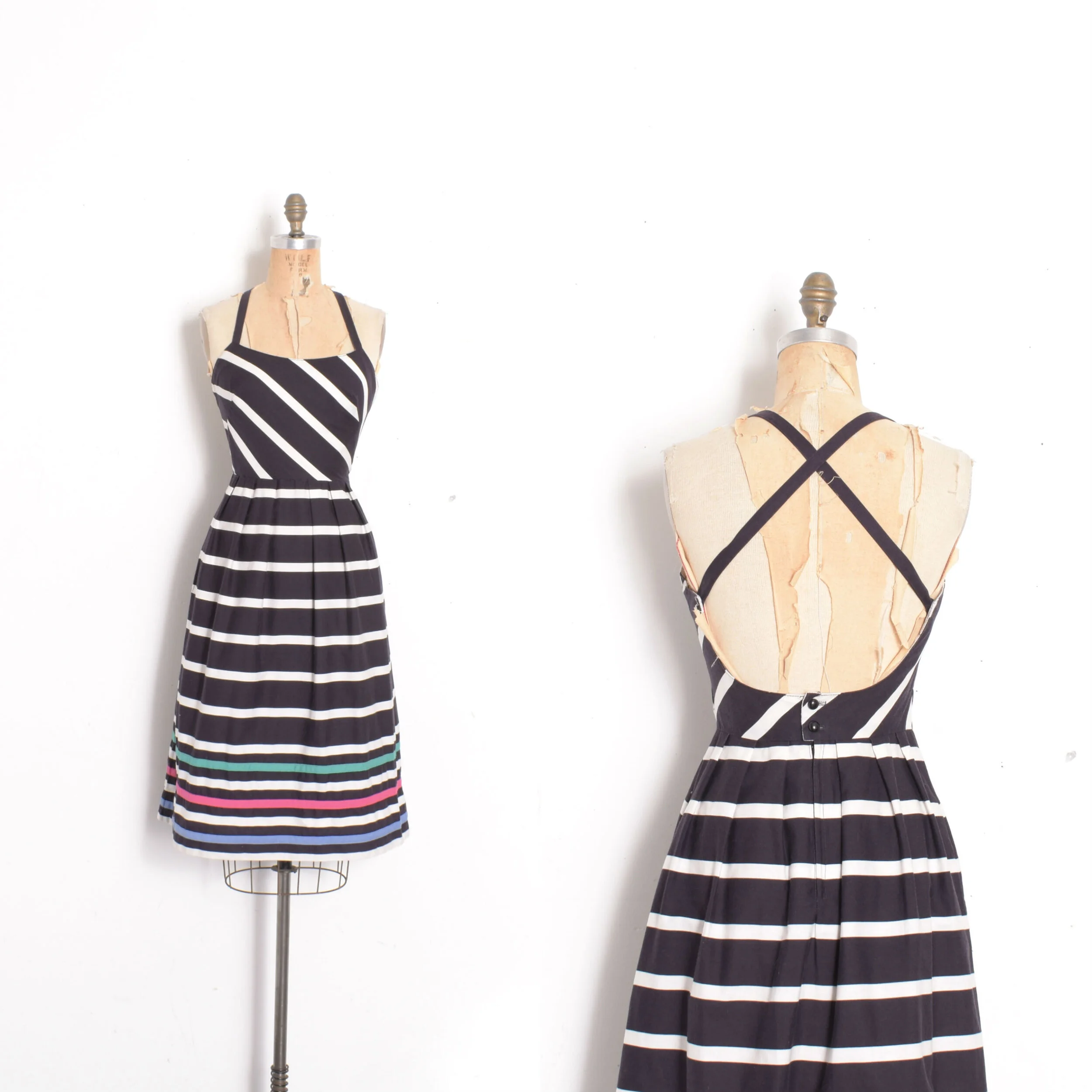 1980s Lanz Originals Striped Sundress-XS/S