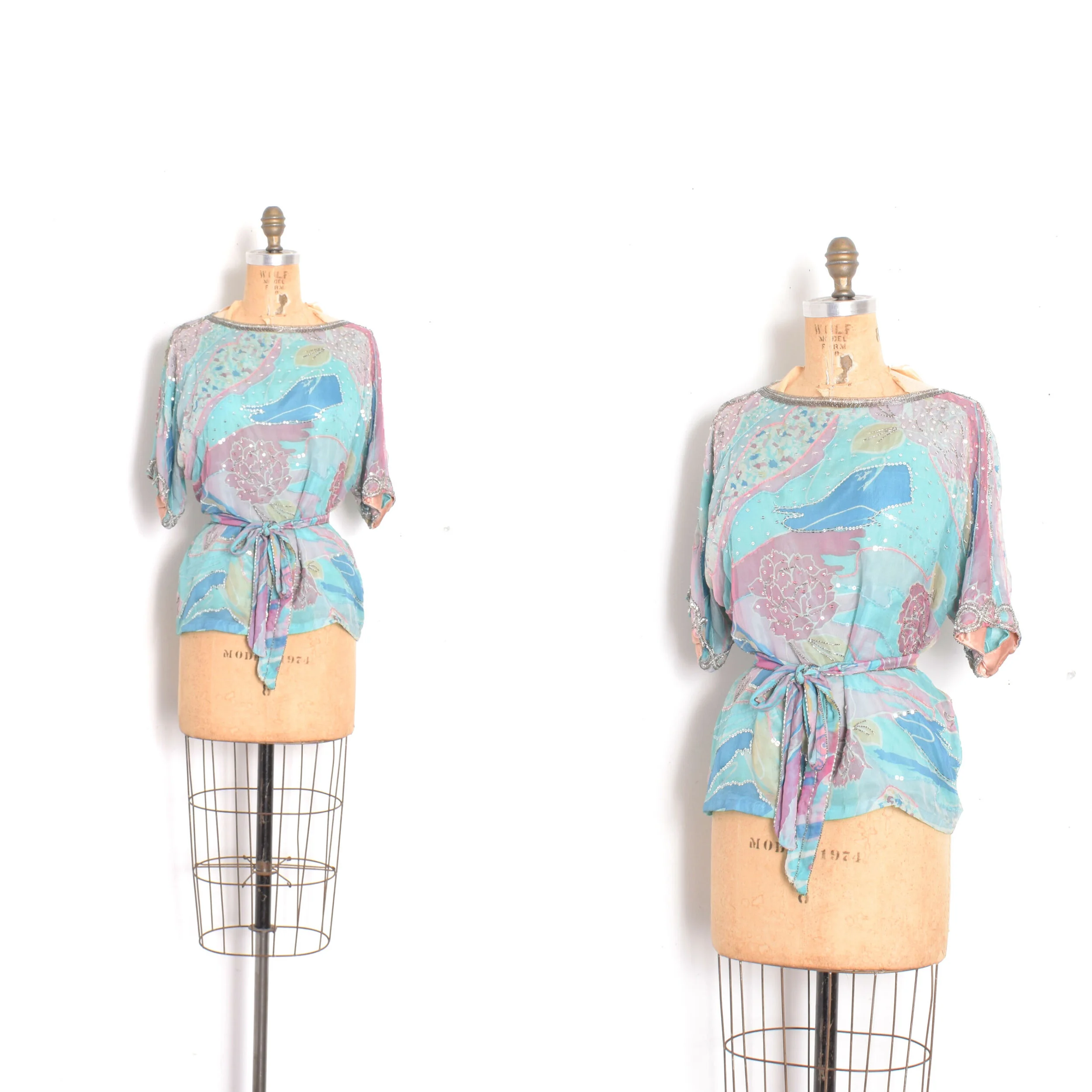 1980s Judith Ann Floral Silk Blouse-S/M