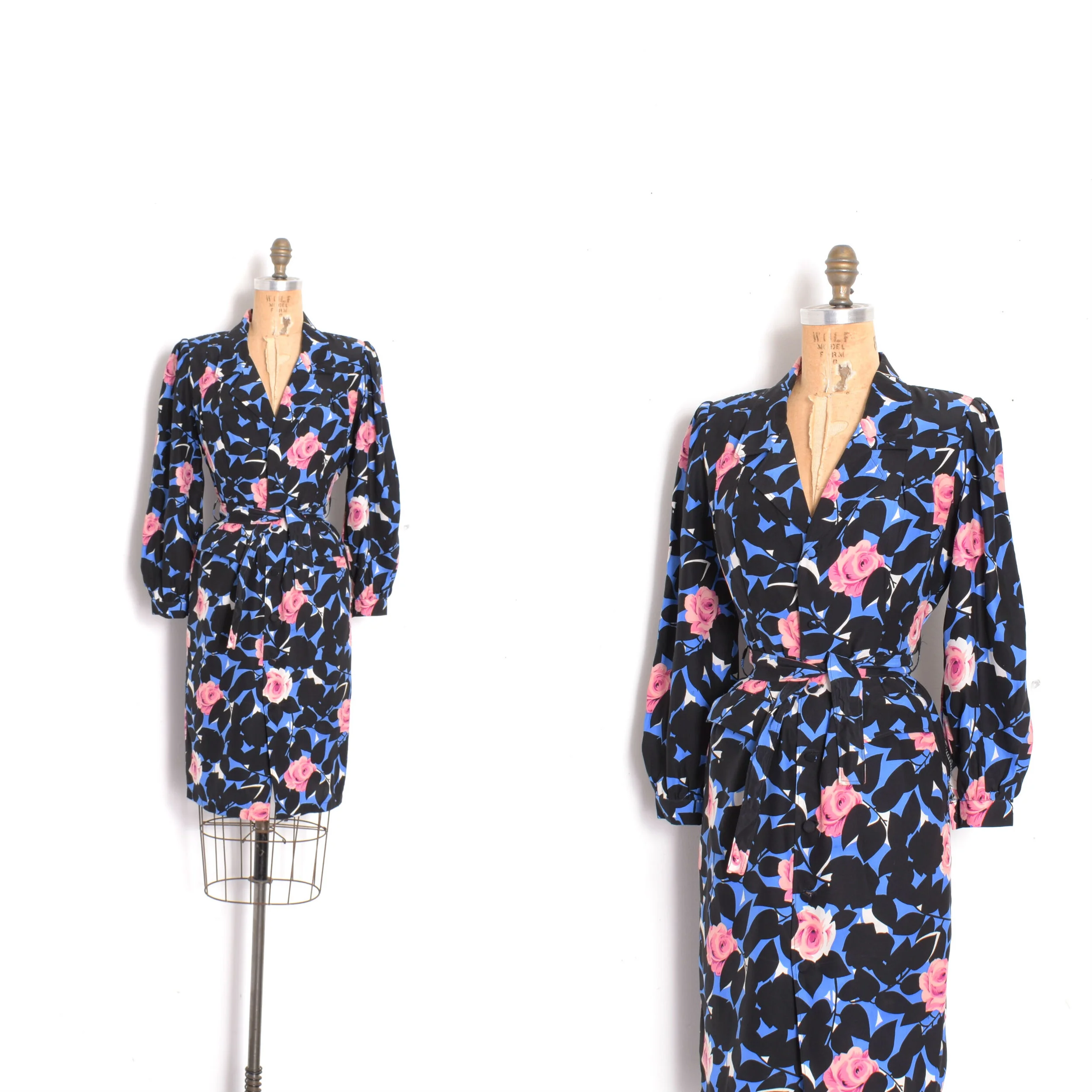 1980s Vibrant Rose Shirtdress-XS/S