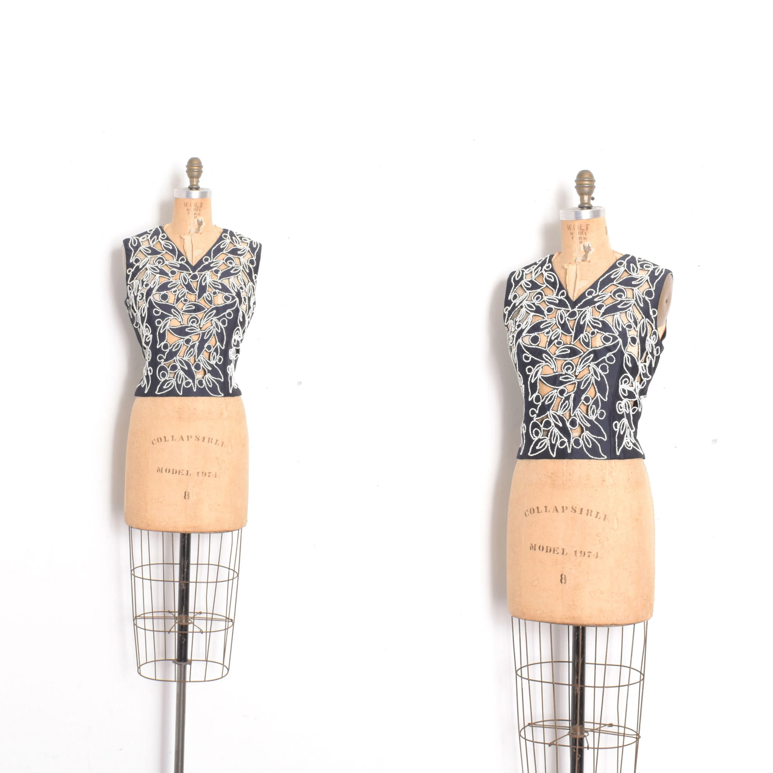 1960s Beaded Cutout Top-medium