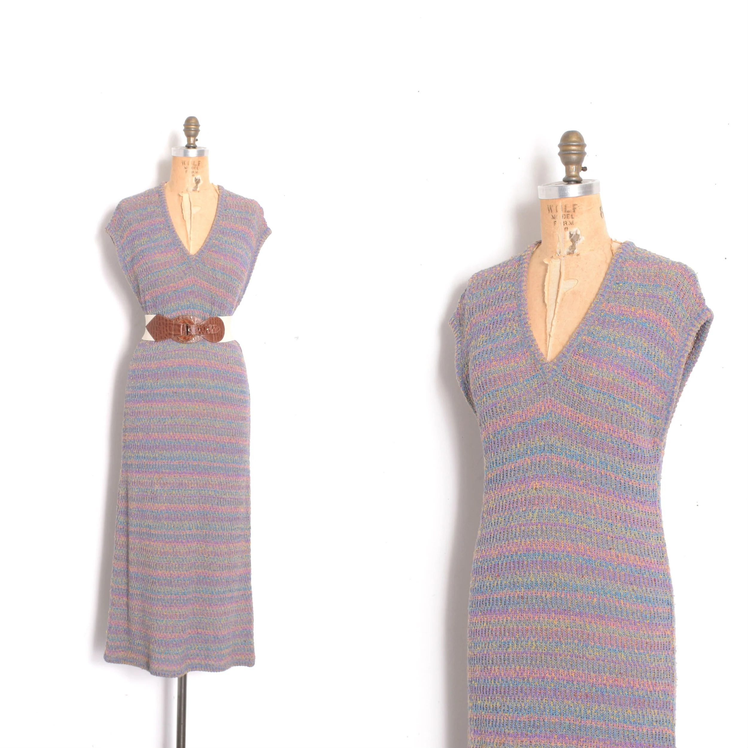 '80s Missoni Pastel Rainbow Knit Dress-M/L