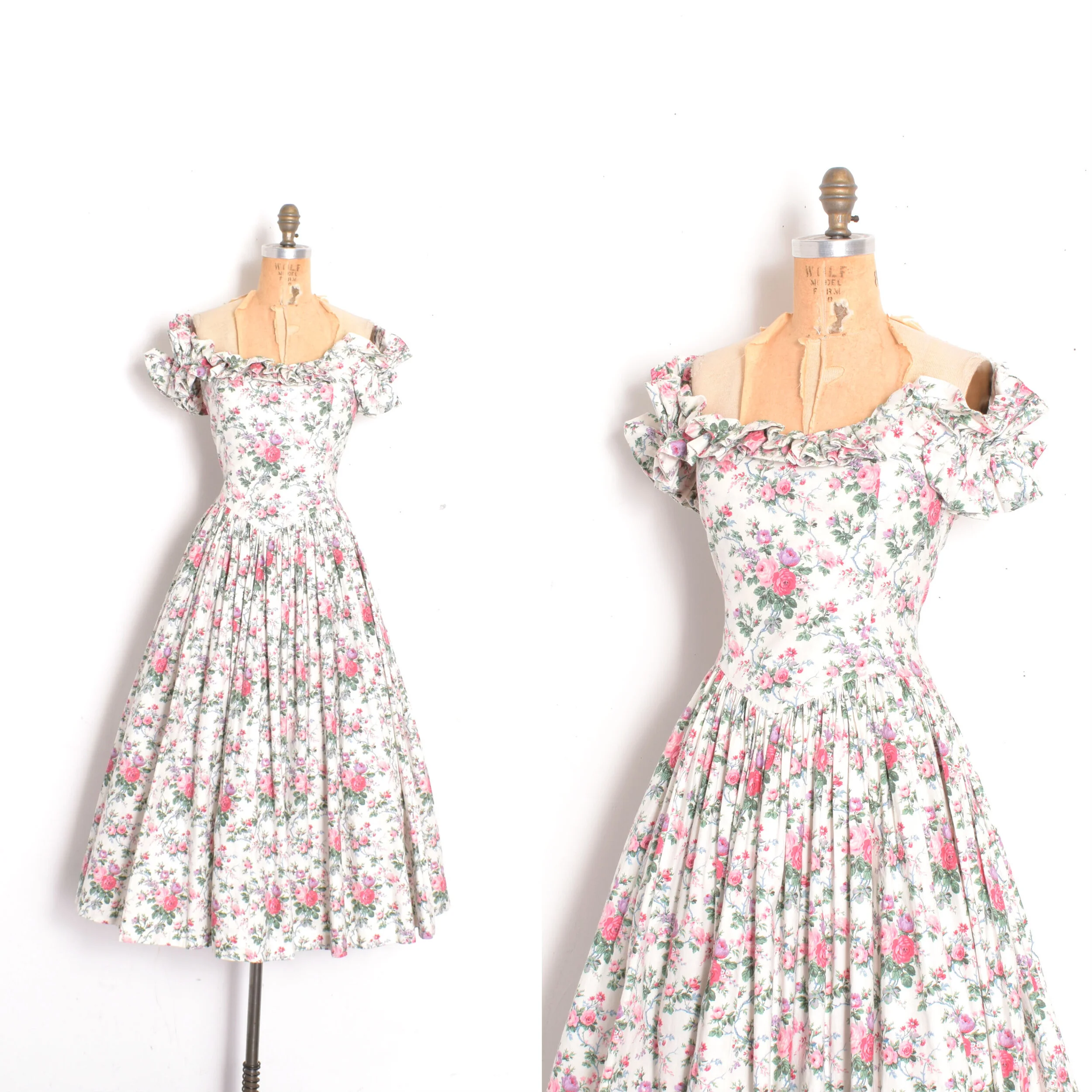 1980s Garden Princess Cotton Dress-S/M