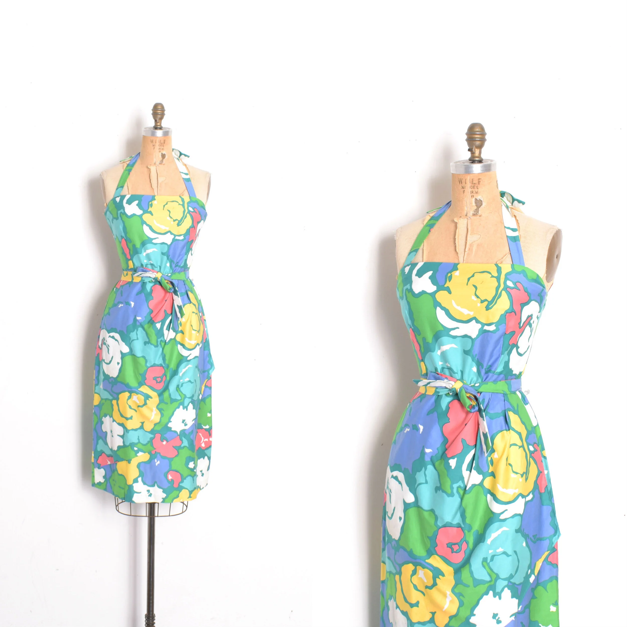 1970s Malia Floral Sarong Dress-S/M