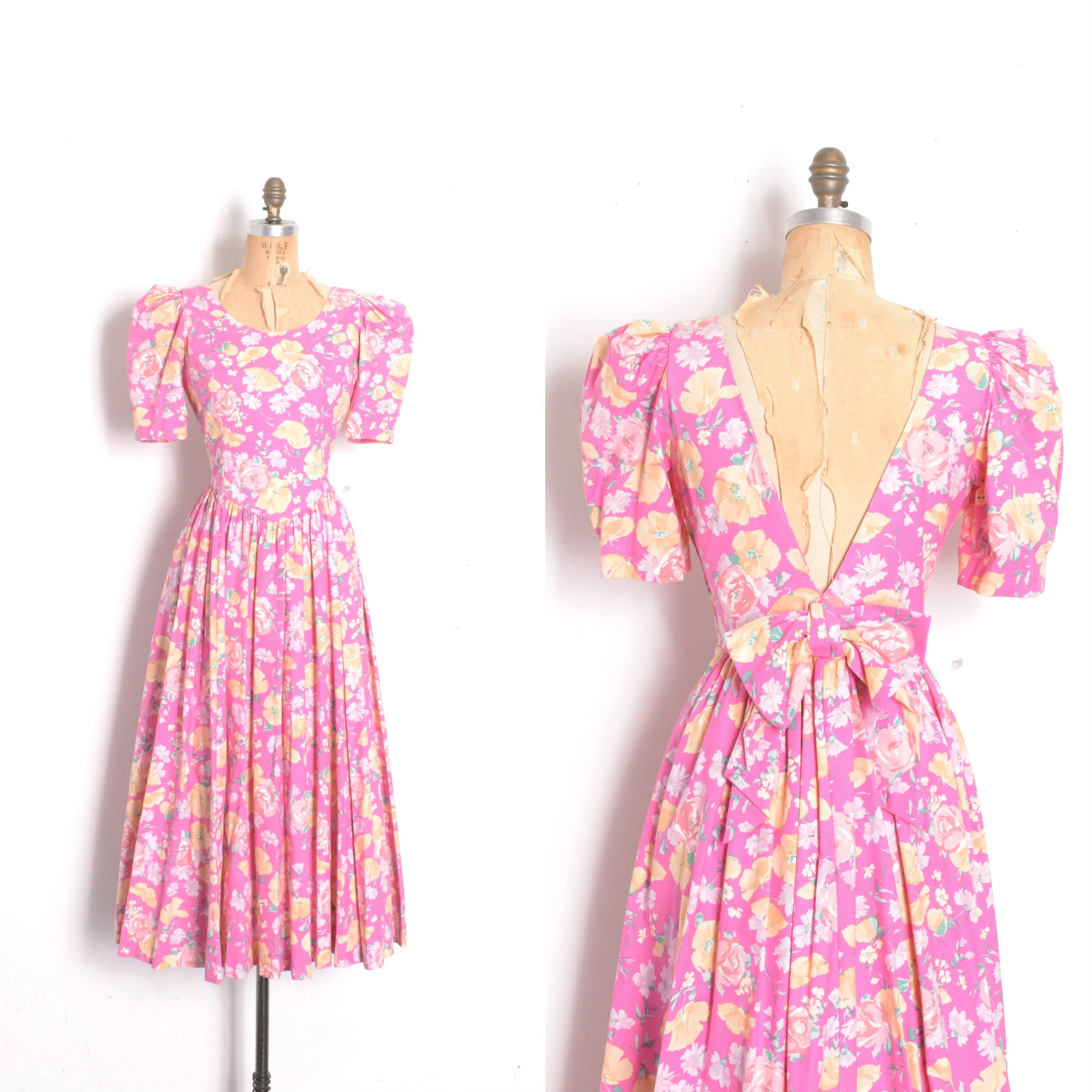 1980s Laura Ashley Backless Dress-S/M