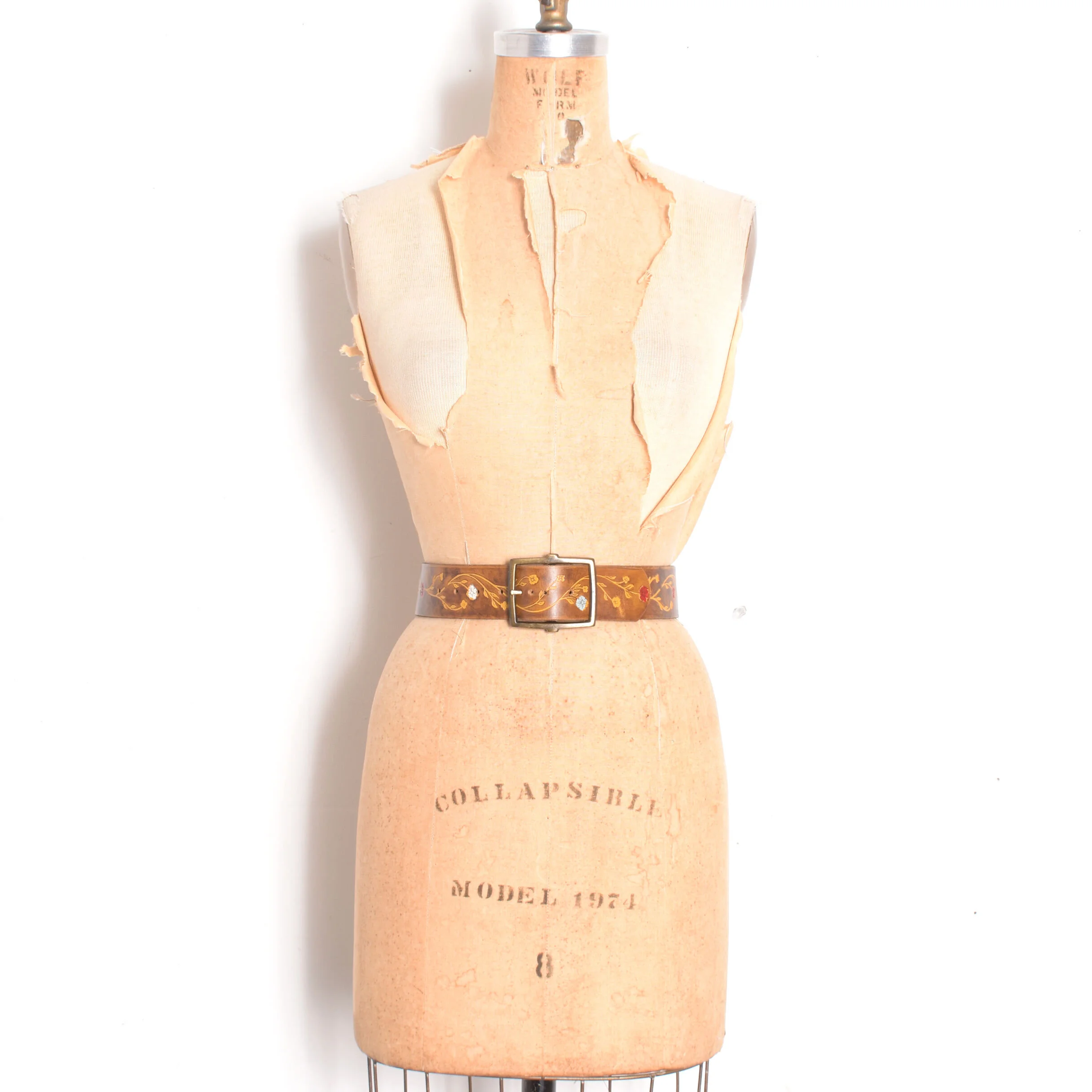 1970s Tooled Leather Floral Belt-XS/S