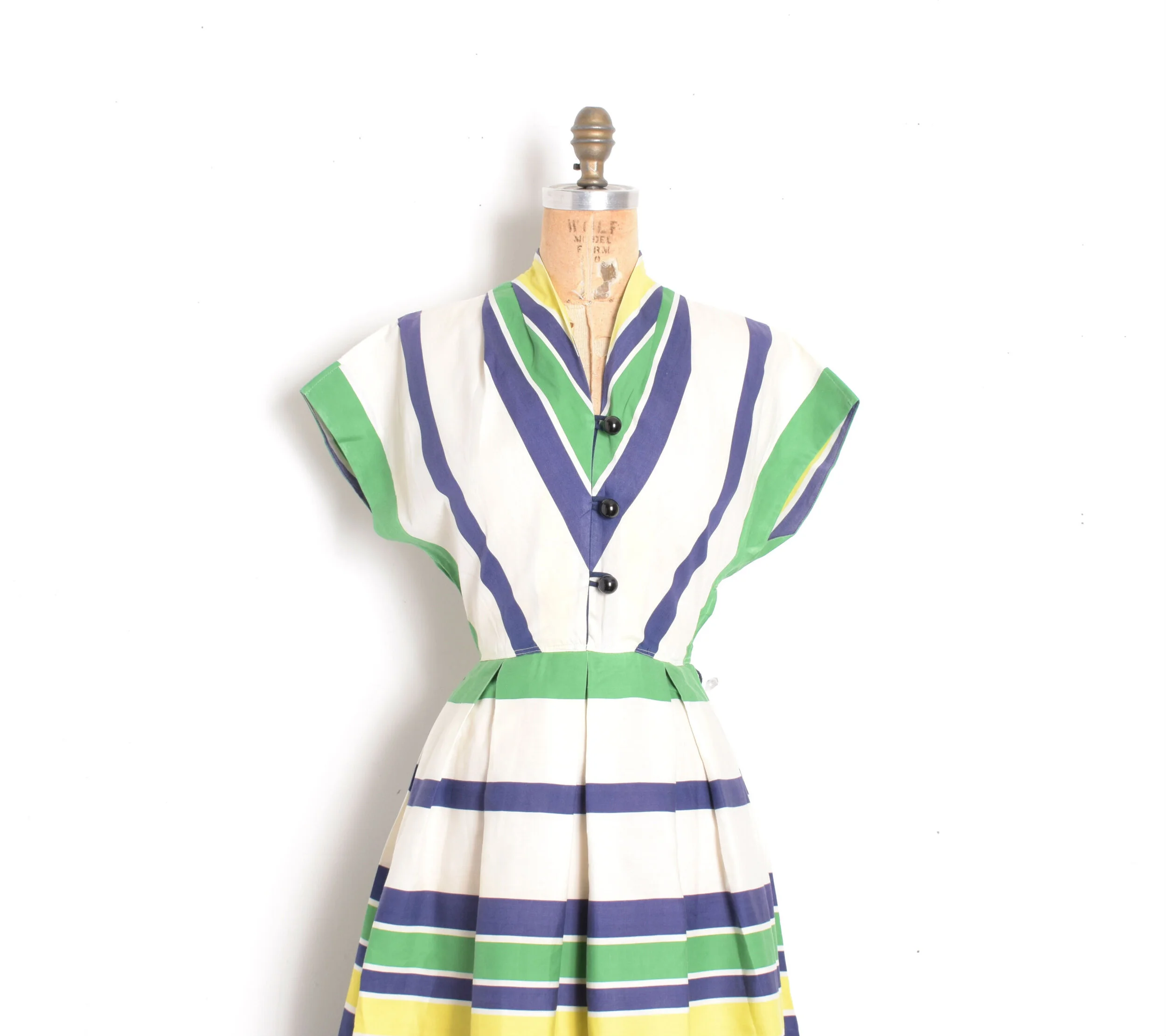 strapless open back dress Retro A-Line Striped Dress with Keyhole Back 3X / Tan main image 1
