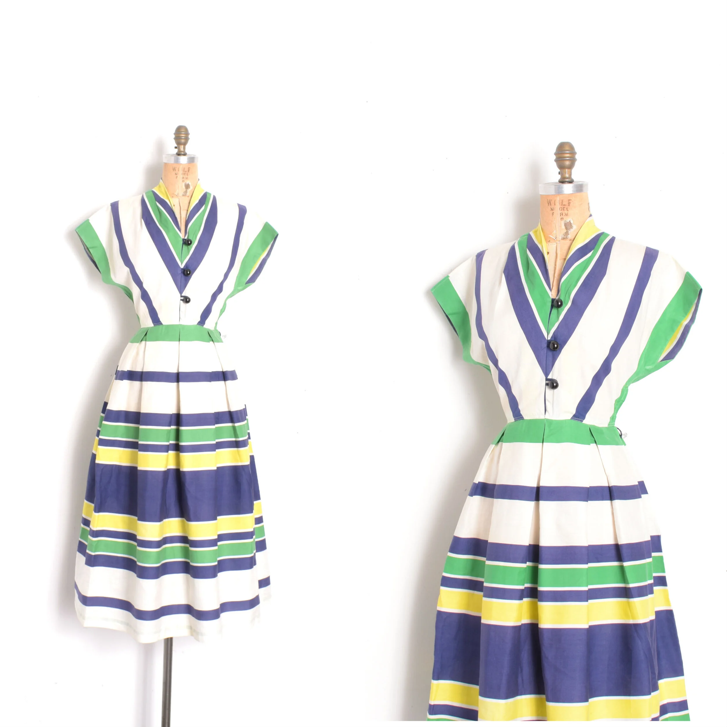 '50s Betty Barclay Striped Cotton Dress-small